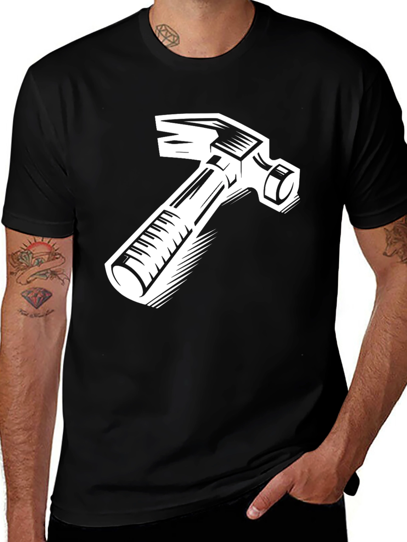 Variant 24 of Hammer Graphic Tee - Black Cotton T-Shirt