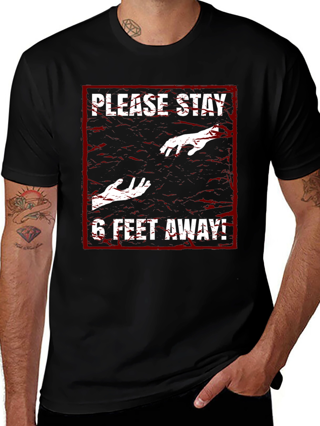 Variant 14 of Please Stay 6 Feet Away T-Shirt - Social Distancing Tee