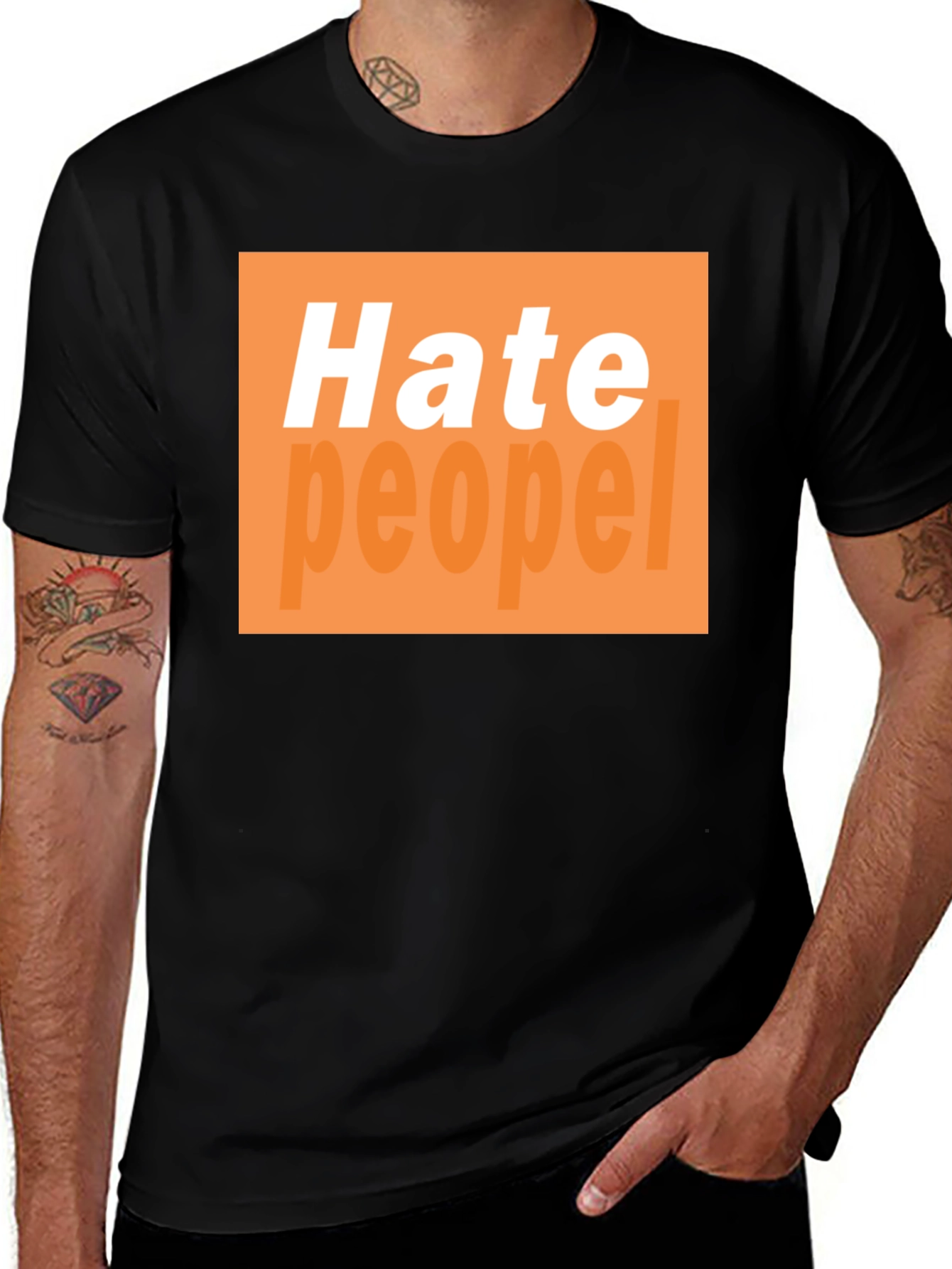 Variant 8 of Hate People Graphic T-Shirt - Black Cotton Tee