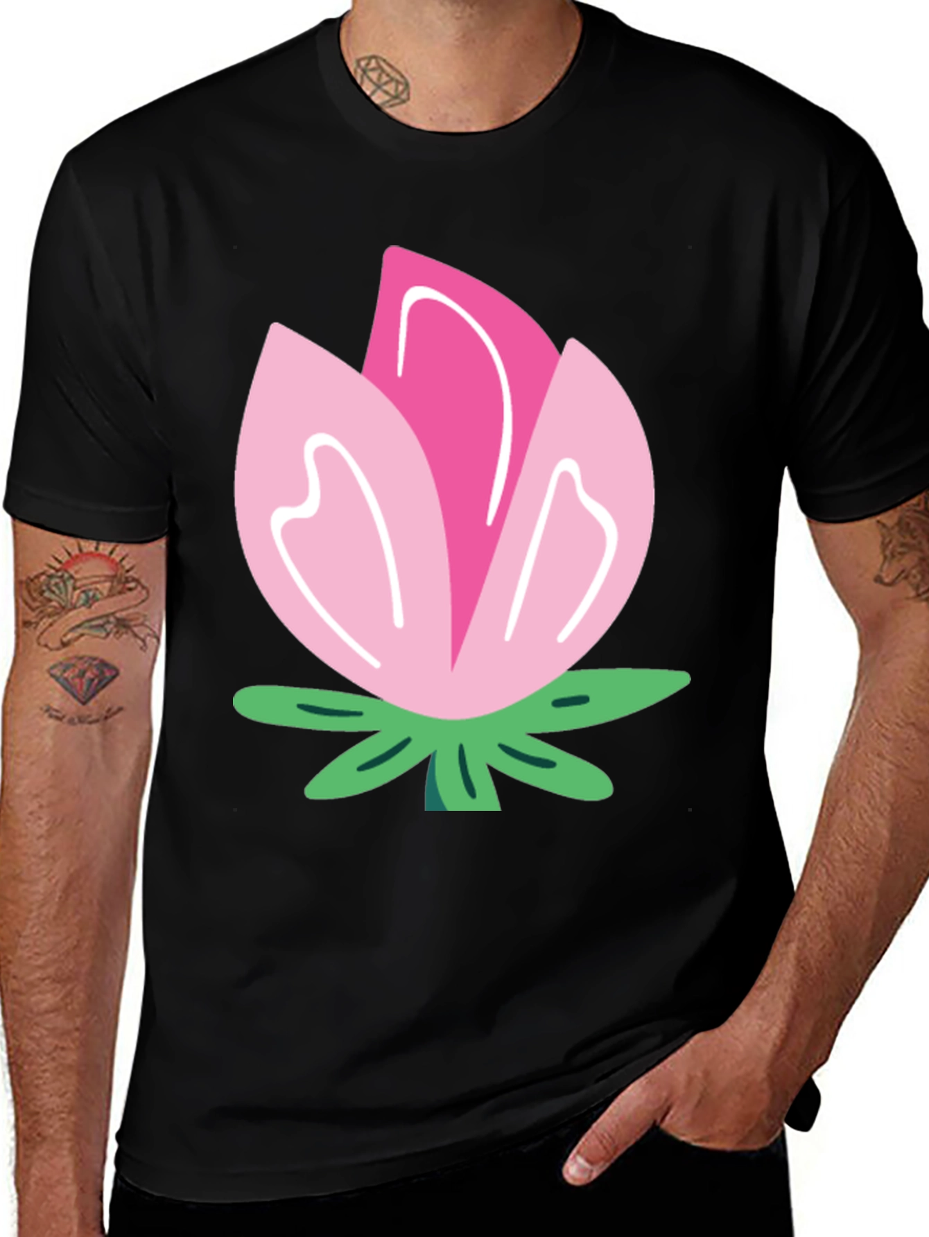 Variant 24 of Pink Flower Graphic T-Shirt - Soft Cotton Blend