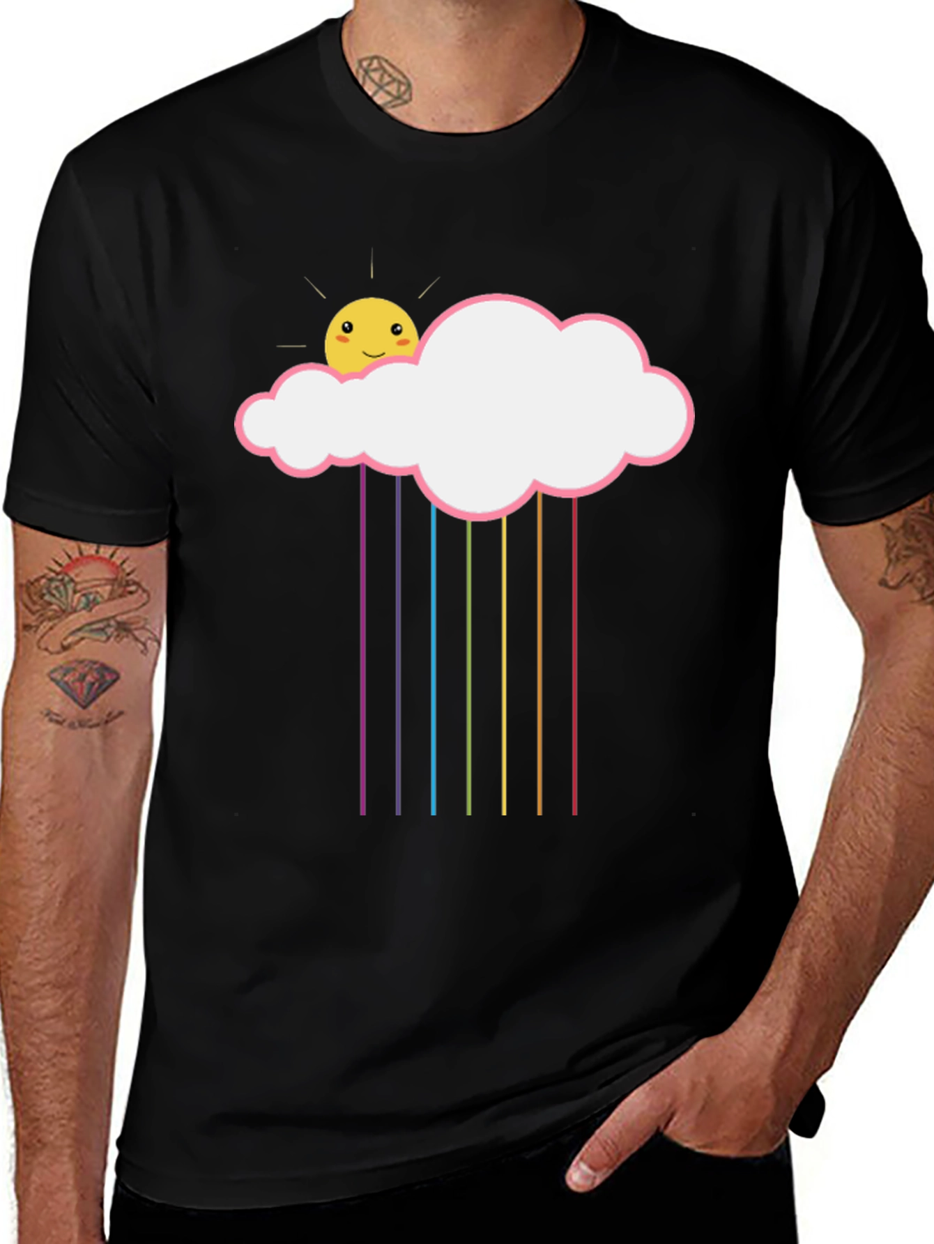 Variant 11 of Rainbow Cloud Sun T-Shirt - Unique Design