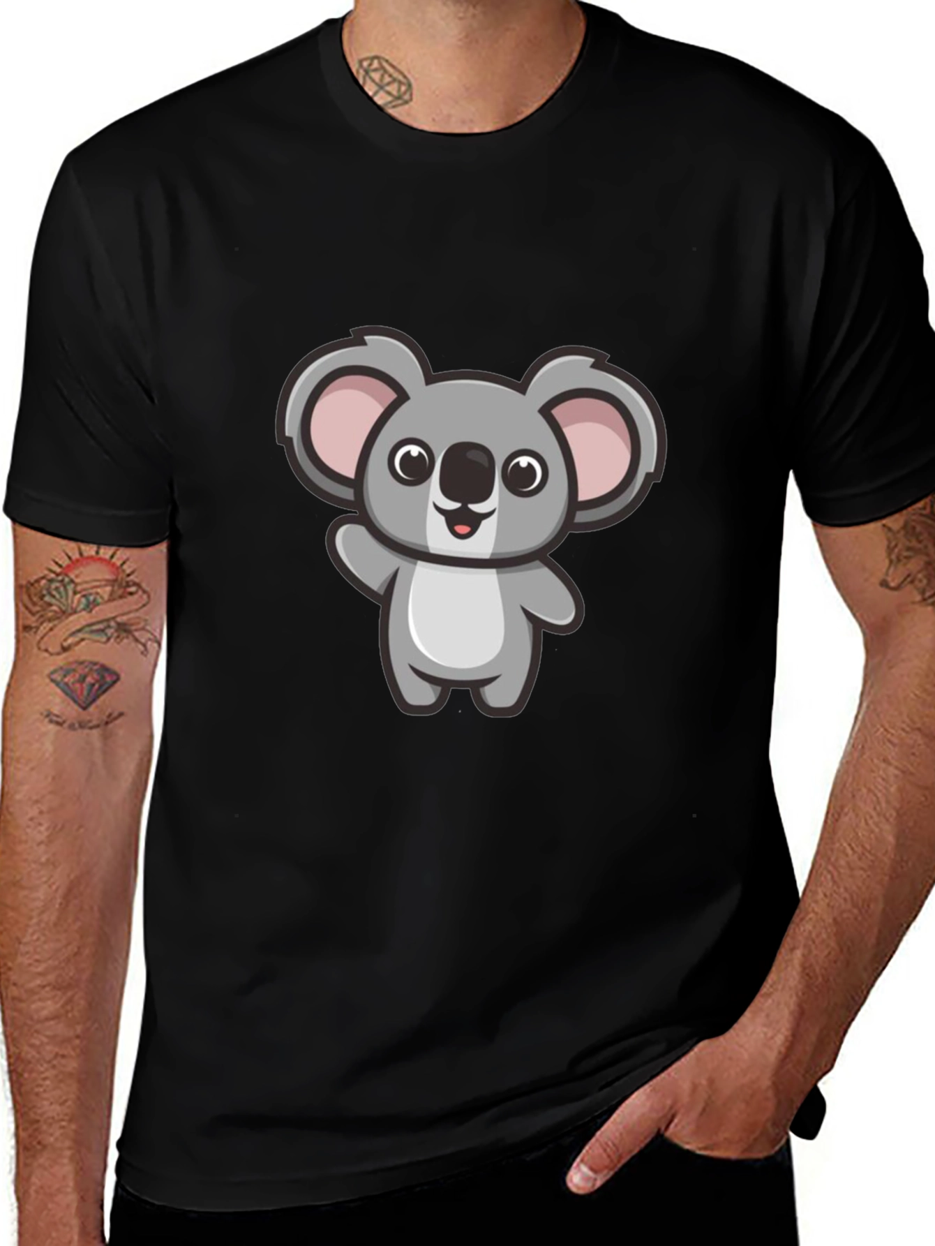 Variant 5 of Cute Koala Graphic Tee - Men's Black T-Shirt