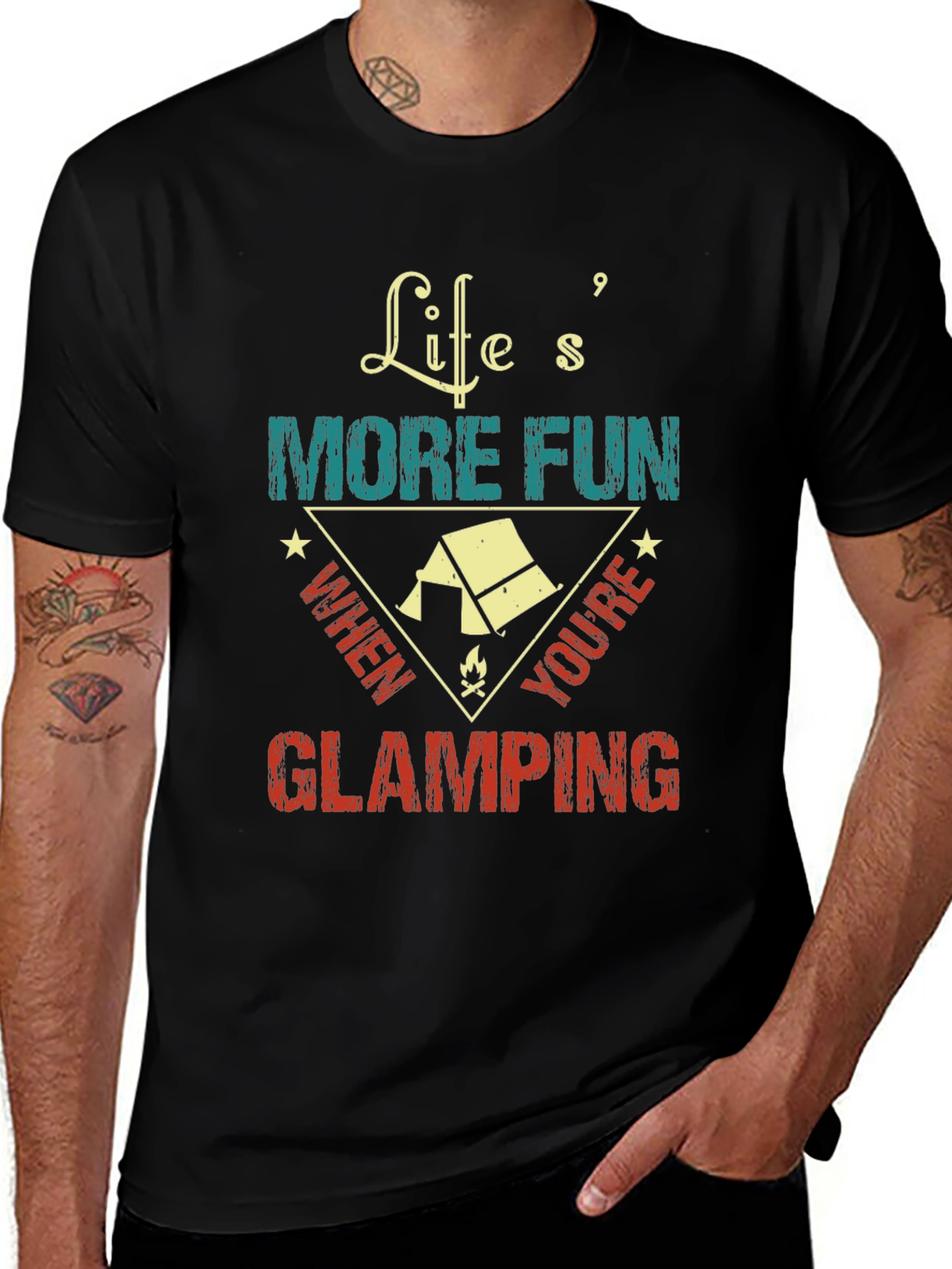 Variant 25 of Glamping T-Shirt: Life's More Fun Camping Tee