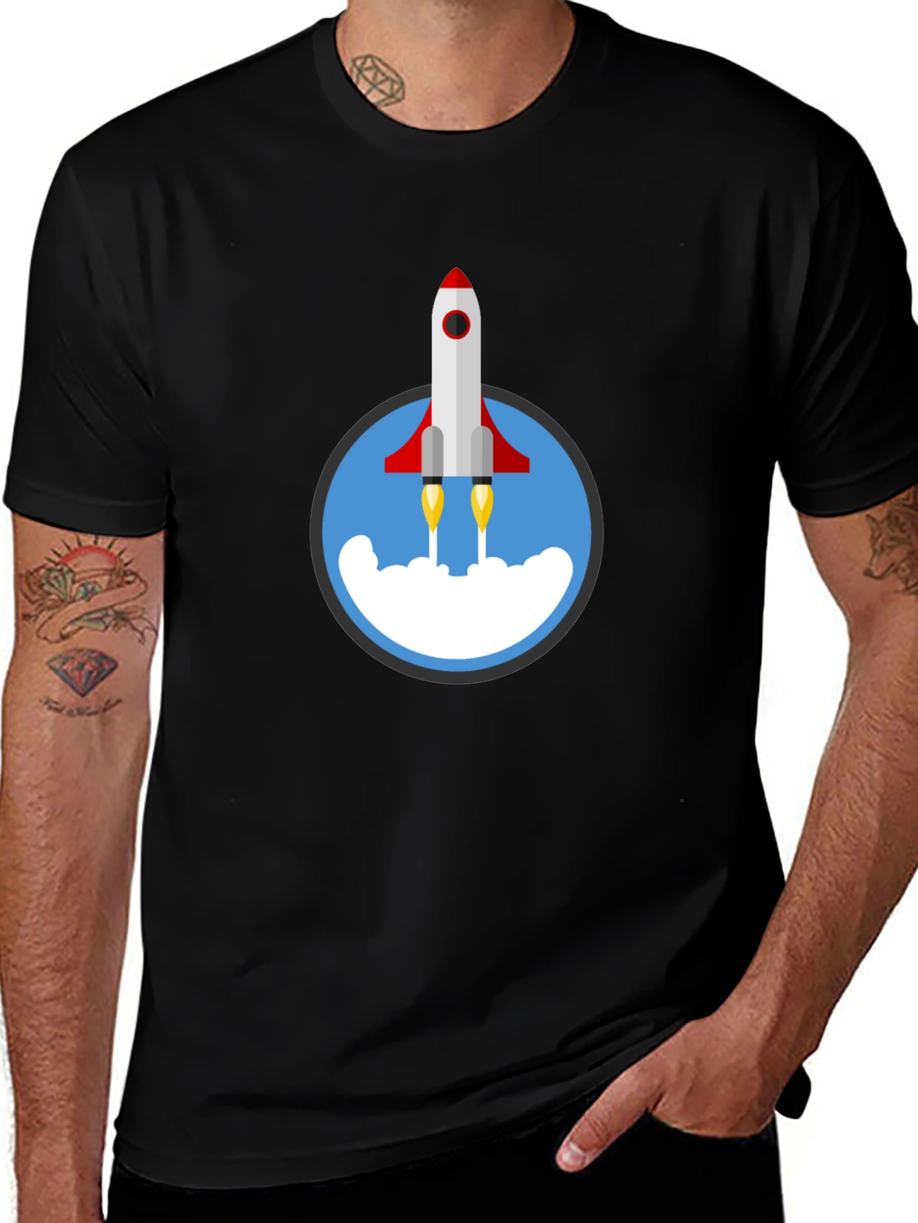 Rocket Launch Graphic Tee - Soft Black Cotton