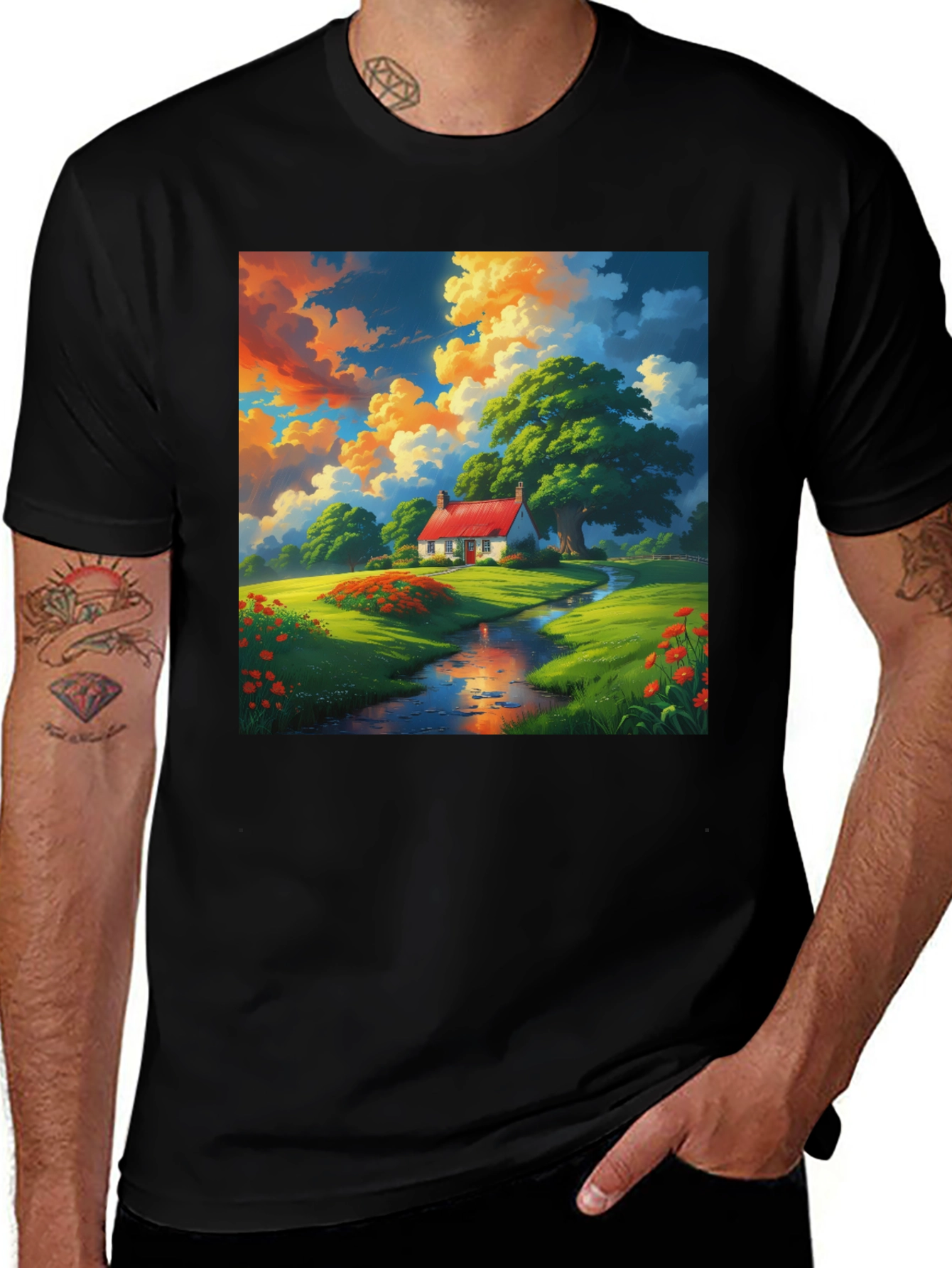 Variant 10 of Cottagecore Landscape Graphic Tee