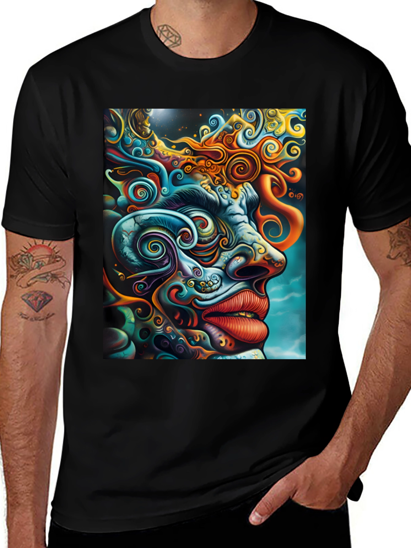 Variant 6 of Psychedelic Face Graphic Tee - Vibrant Art