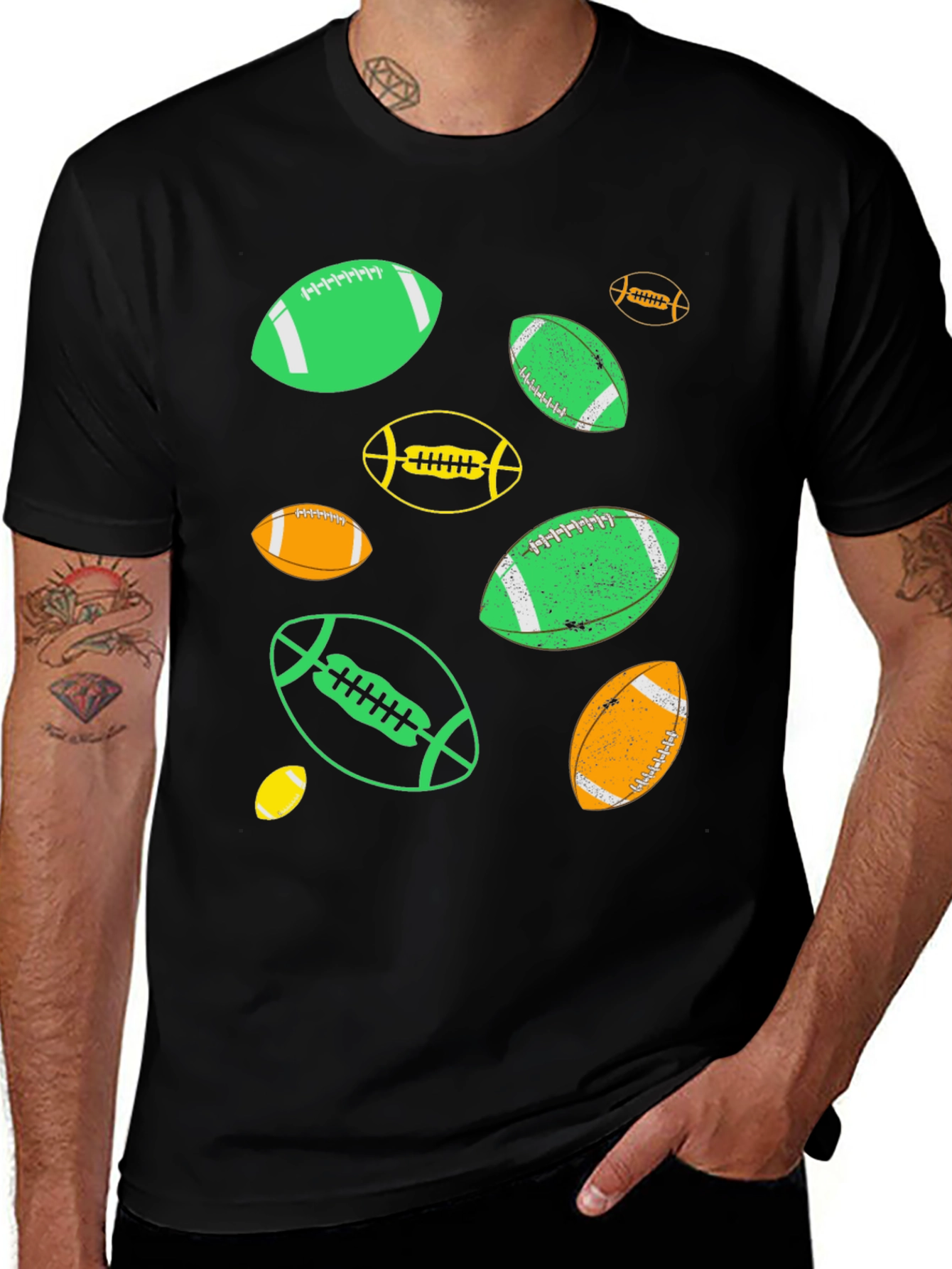 Variant 16 of Football Pattern Black T-Shirt - Game Day Ready!