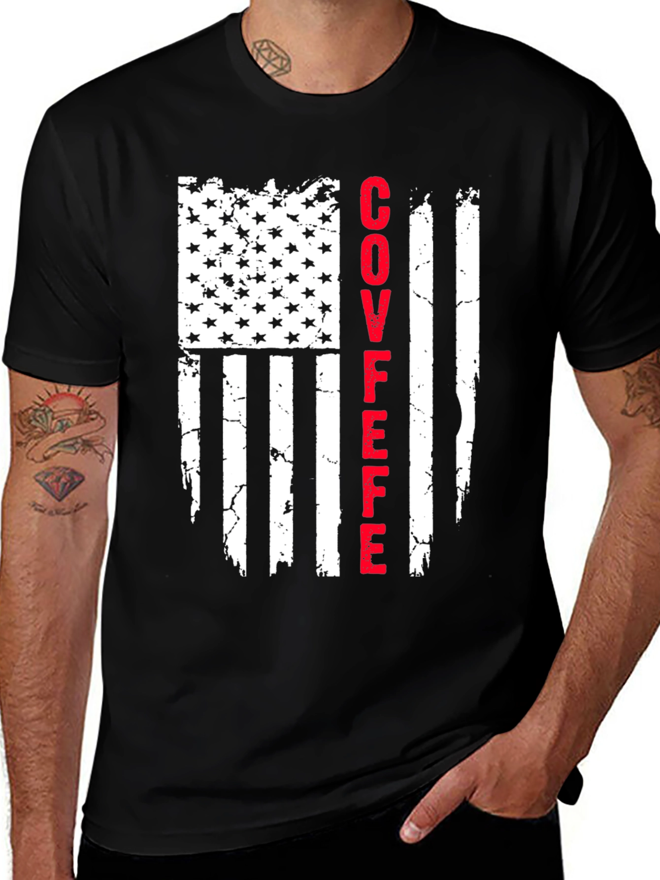 Variant 2 of COVFEFE American Flag Graphic T-Shirt