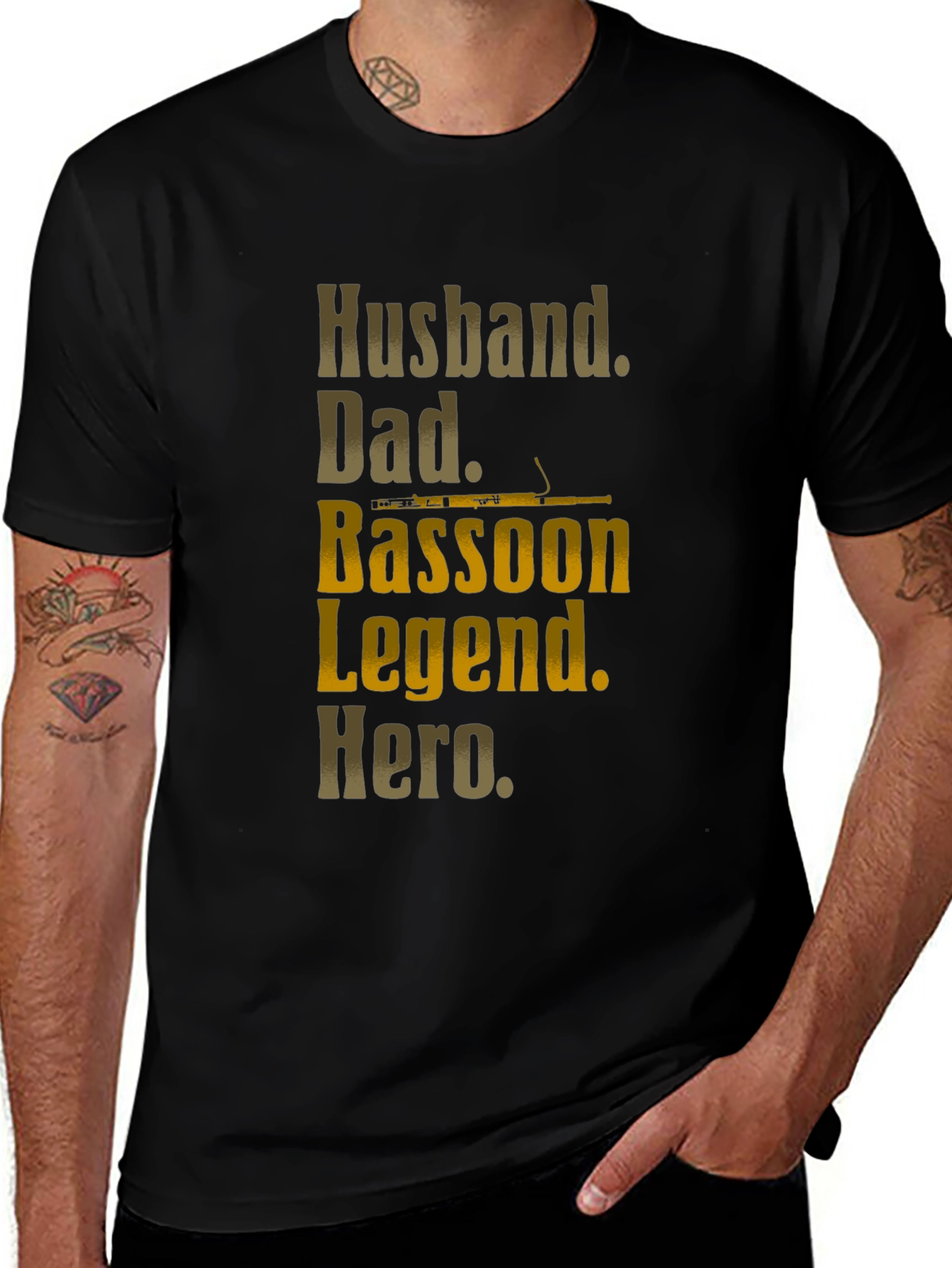 Variant 6 of Husband Dad Bassoon Legend Hero Men's Black T-Shirt