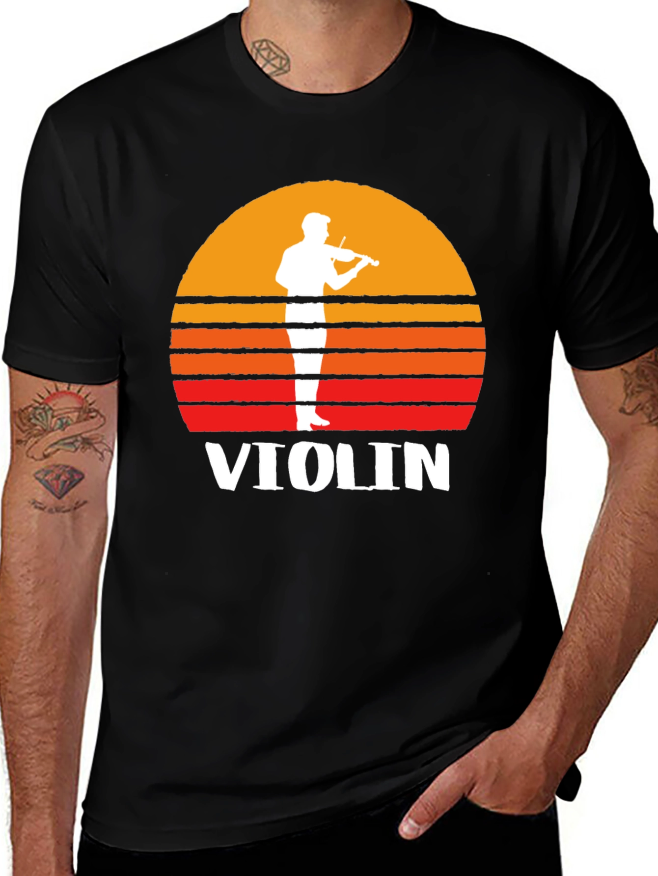 Variant 15 of Vintage Violin Sunset T-Shirt - Music Lover Tee