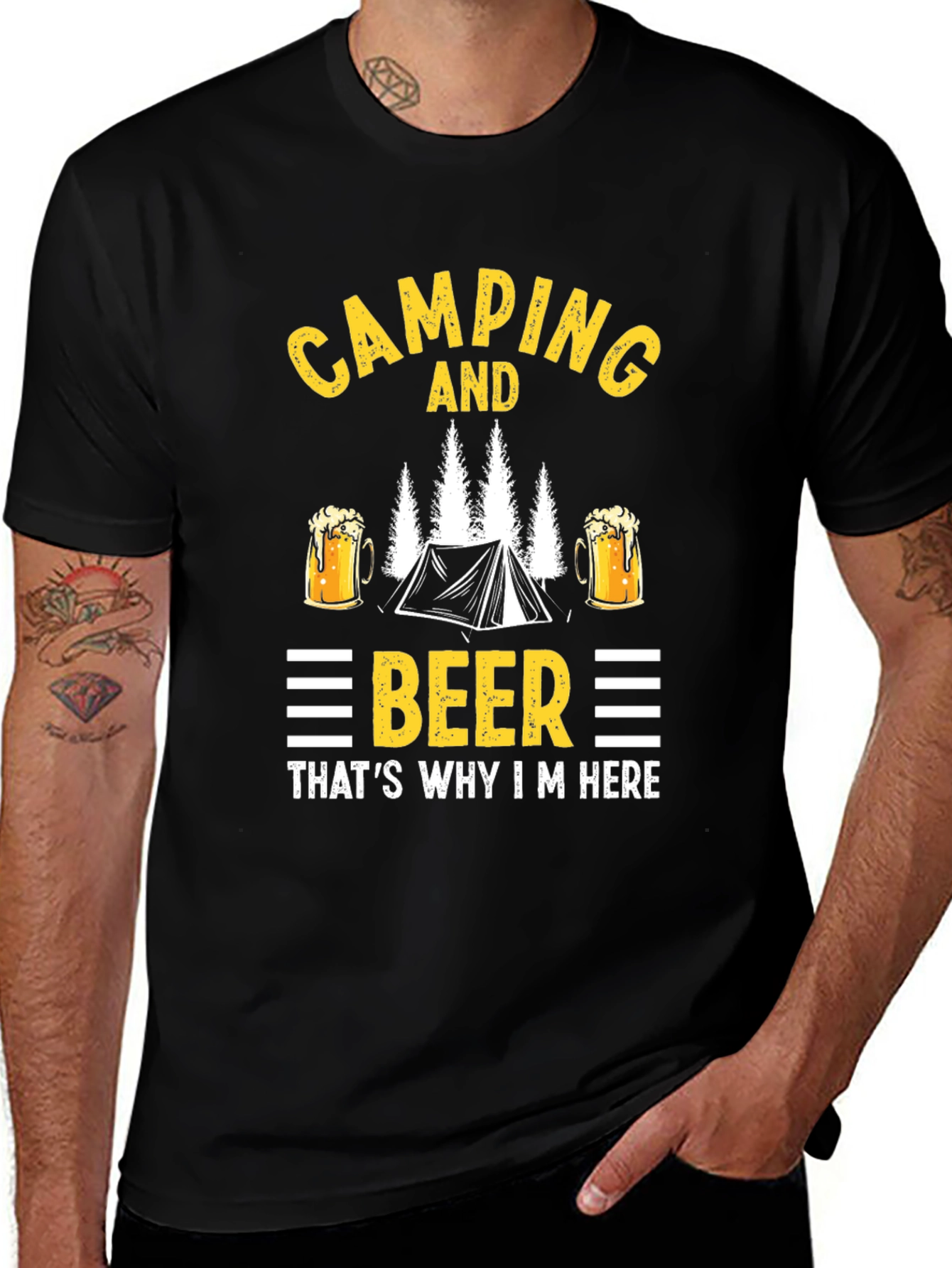 Variant 14 of Camping & Beer T-Shirt - That's Why I'm Here!