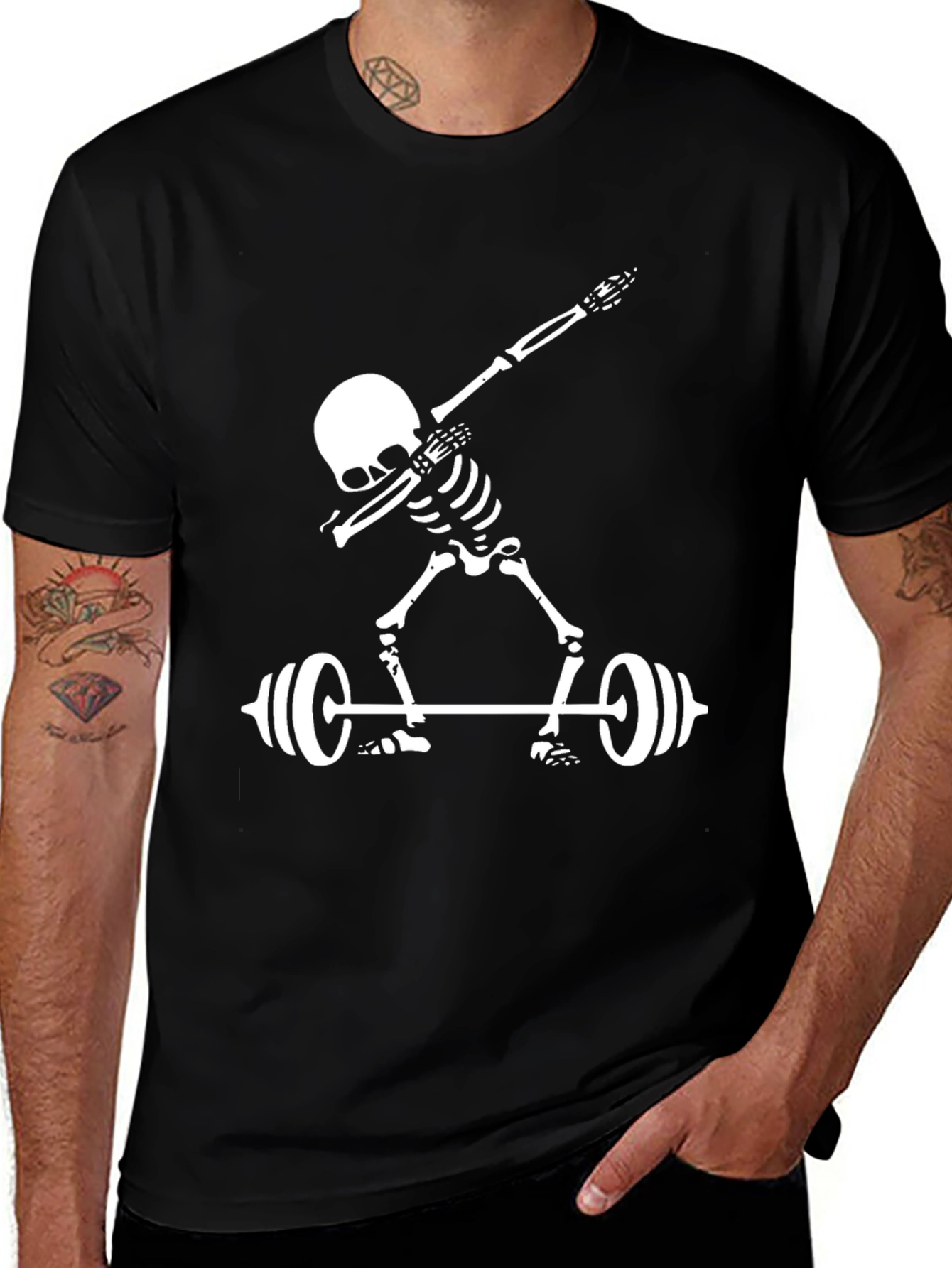 Variant 15 of Skeleton Lifting Black Graphic Tee