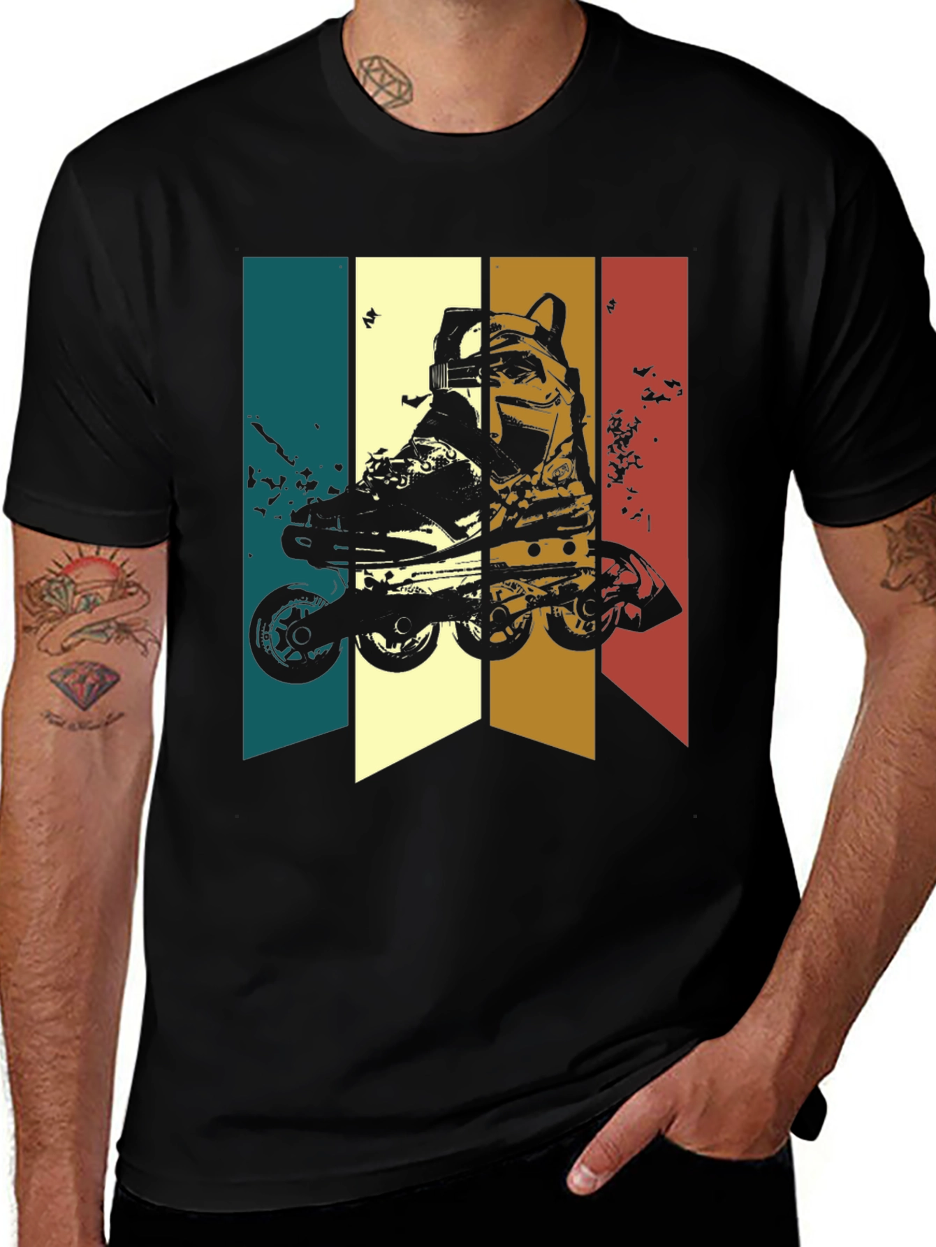 Variant 16 of Retro Inline Skate Graphic T-Shirt - Black