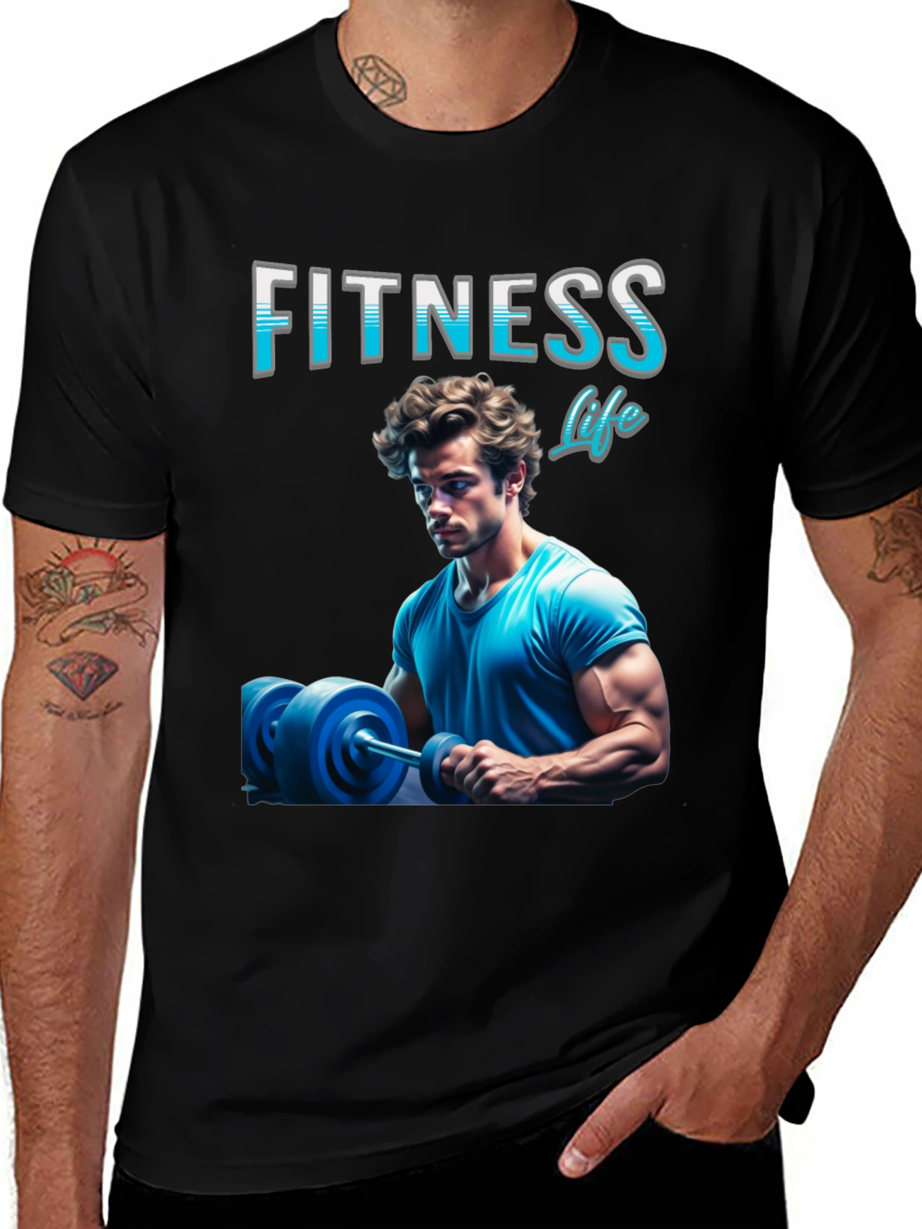 Variant 24 of Fitness Life T-Shirt - Gym Body Design