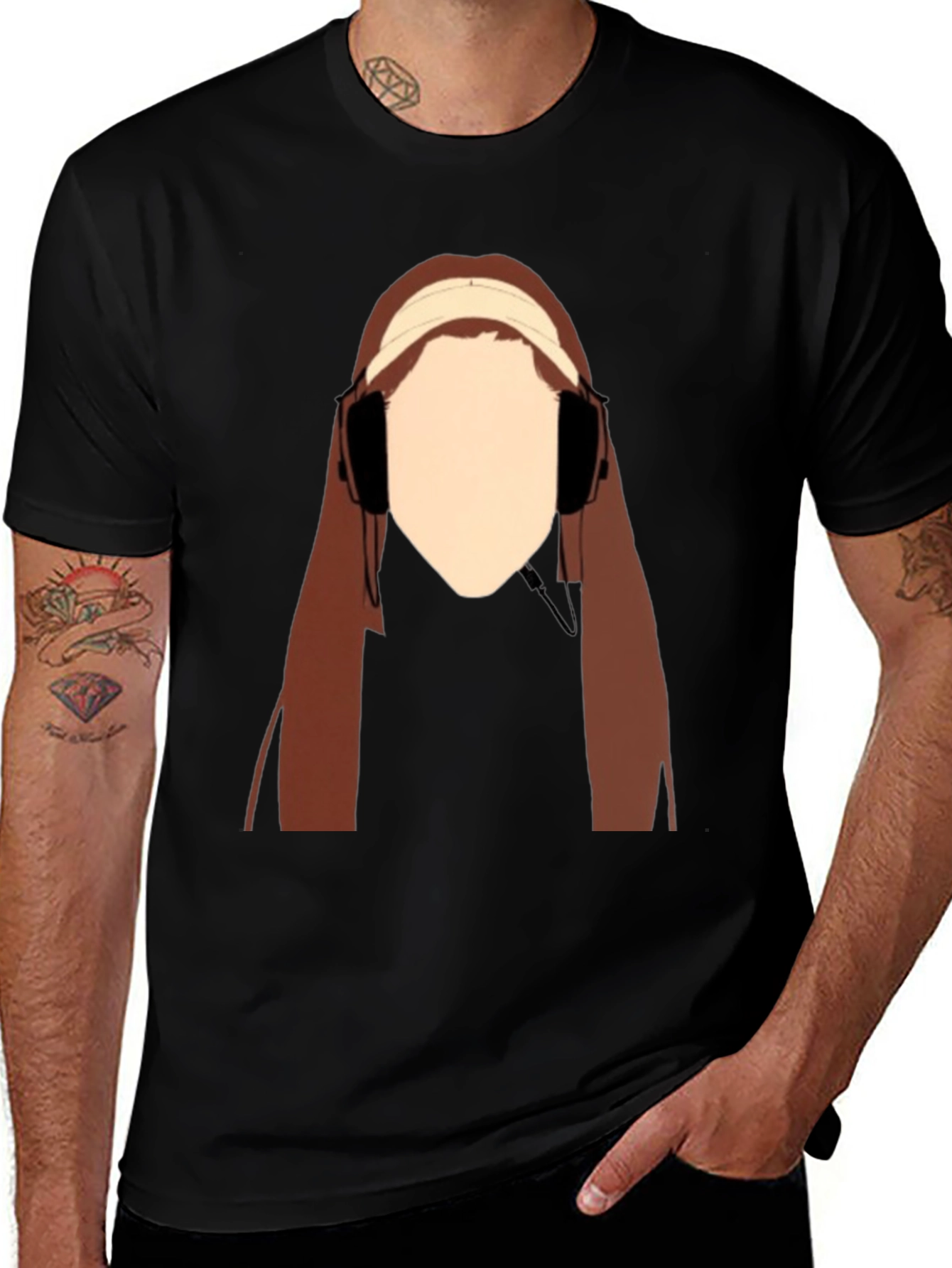 Variant 12 of Headphones Girl Graphic Tee - Cool Casual Style