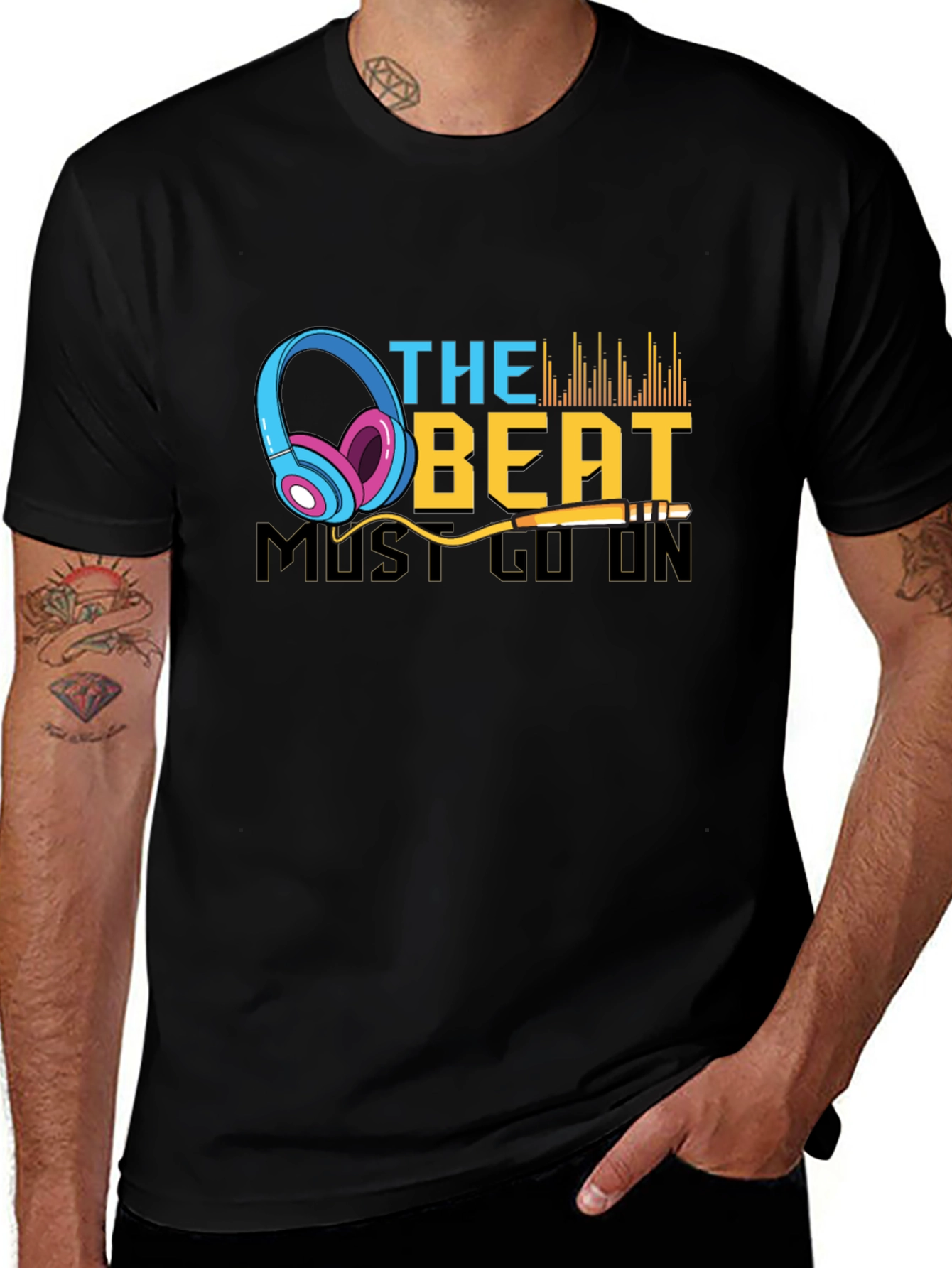 The Beat Must Go On Graphic Tee - Black