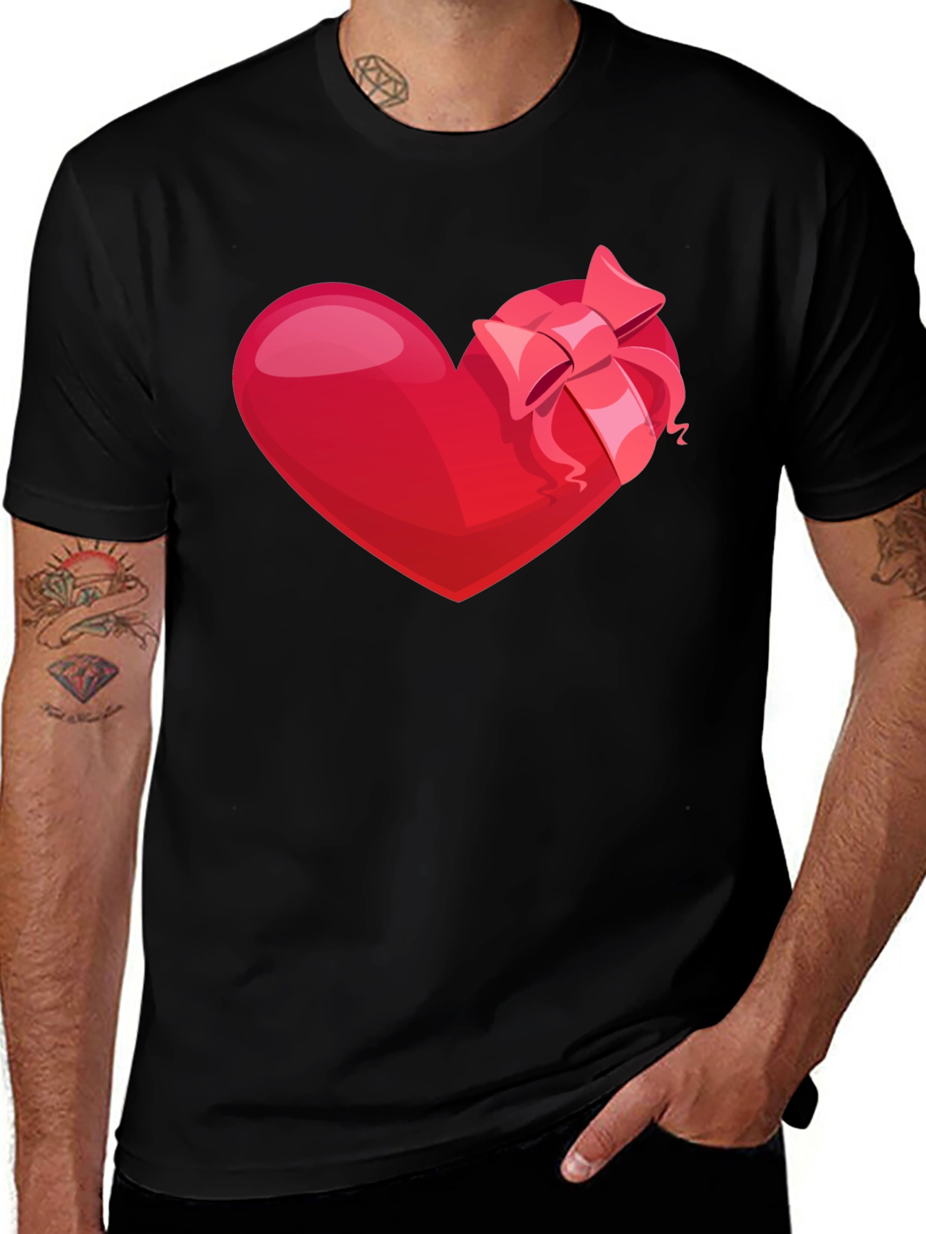 Black Heart with Bow Graphic Tee - Valentine's Day Edition main image