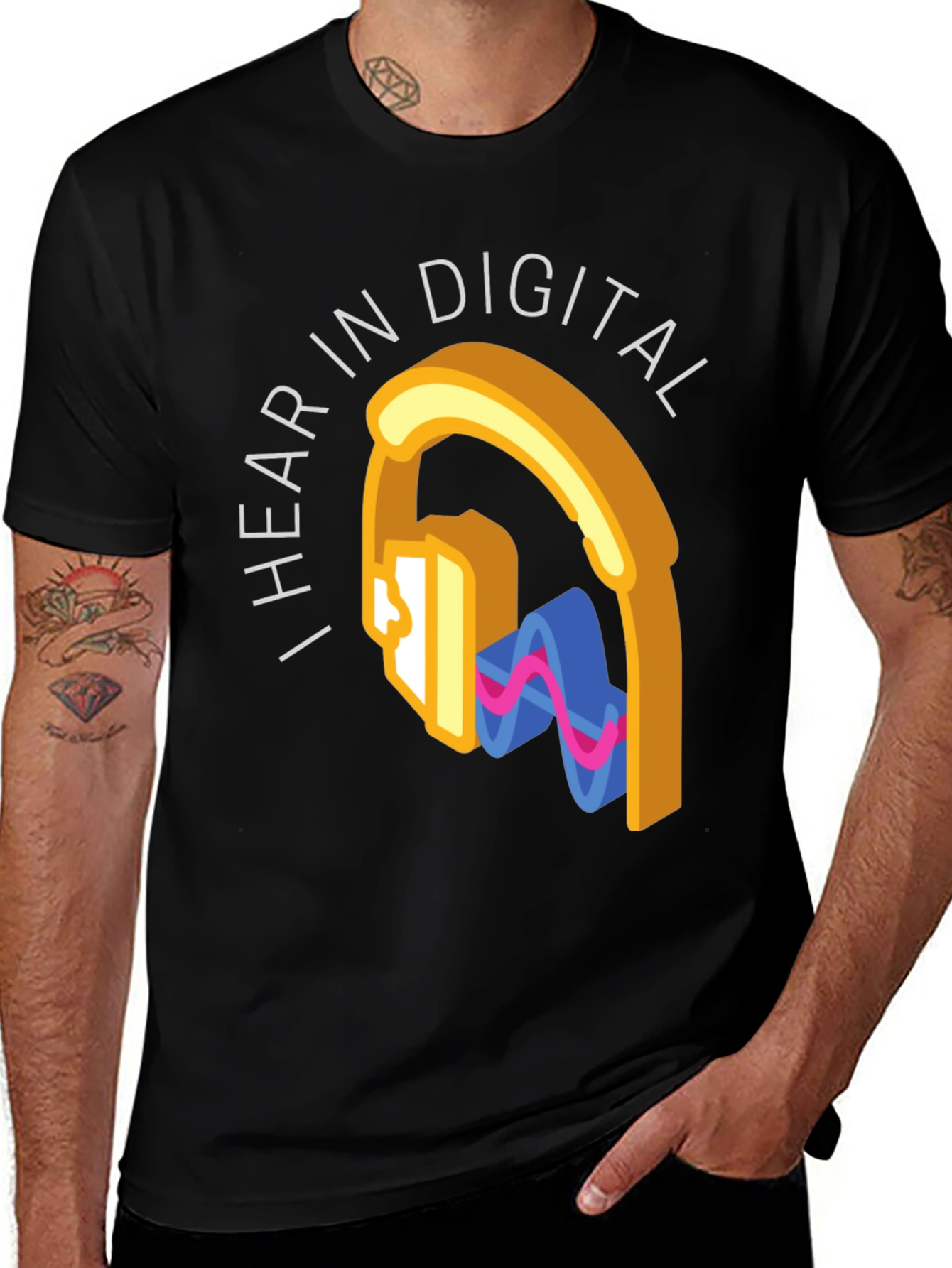 Variant 3 of I Hear In Digital Graphic Tee - Black