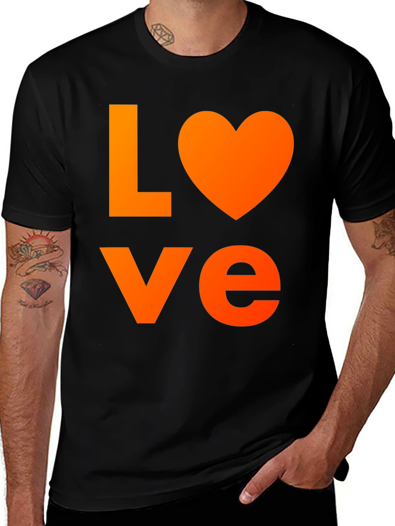 Variant 5 of LOVE Graphic T-Shirt - Black Cotton Blend Casual Wear