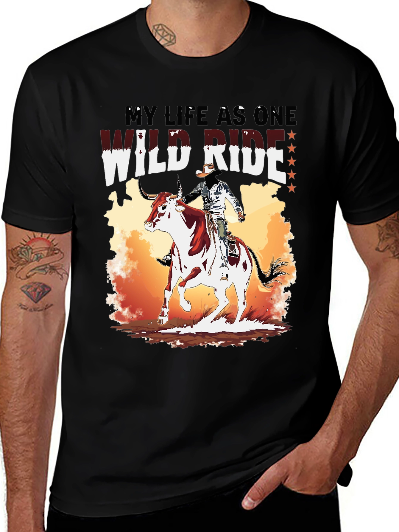 Variant 9 of Wild Ride Graphic Tee - Cowboy Bull Riding Shirt