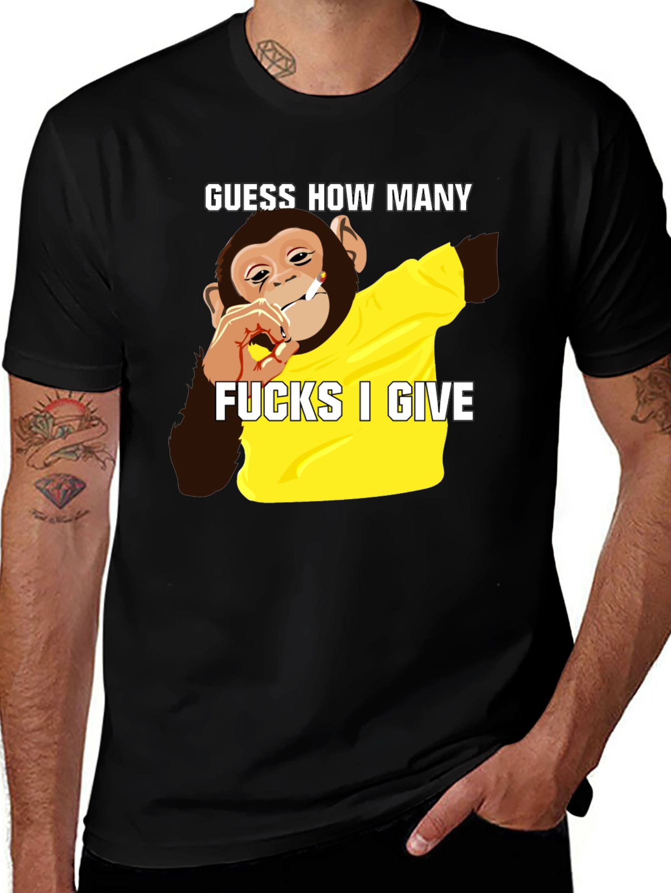 Black Guess How Many F*cks Monkey T-Shirt main image