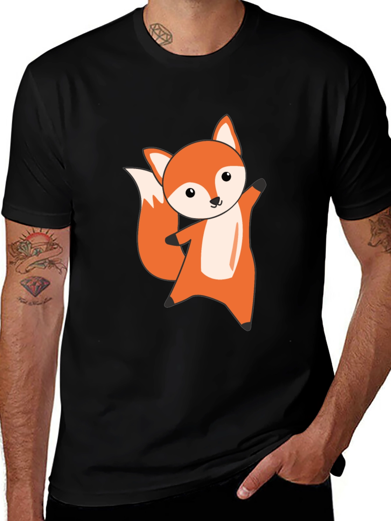 Variant 25 of Cute Fox Graphic Tee - Black Unisex T-Shirt