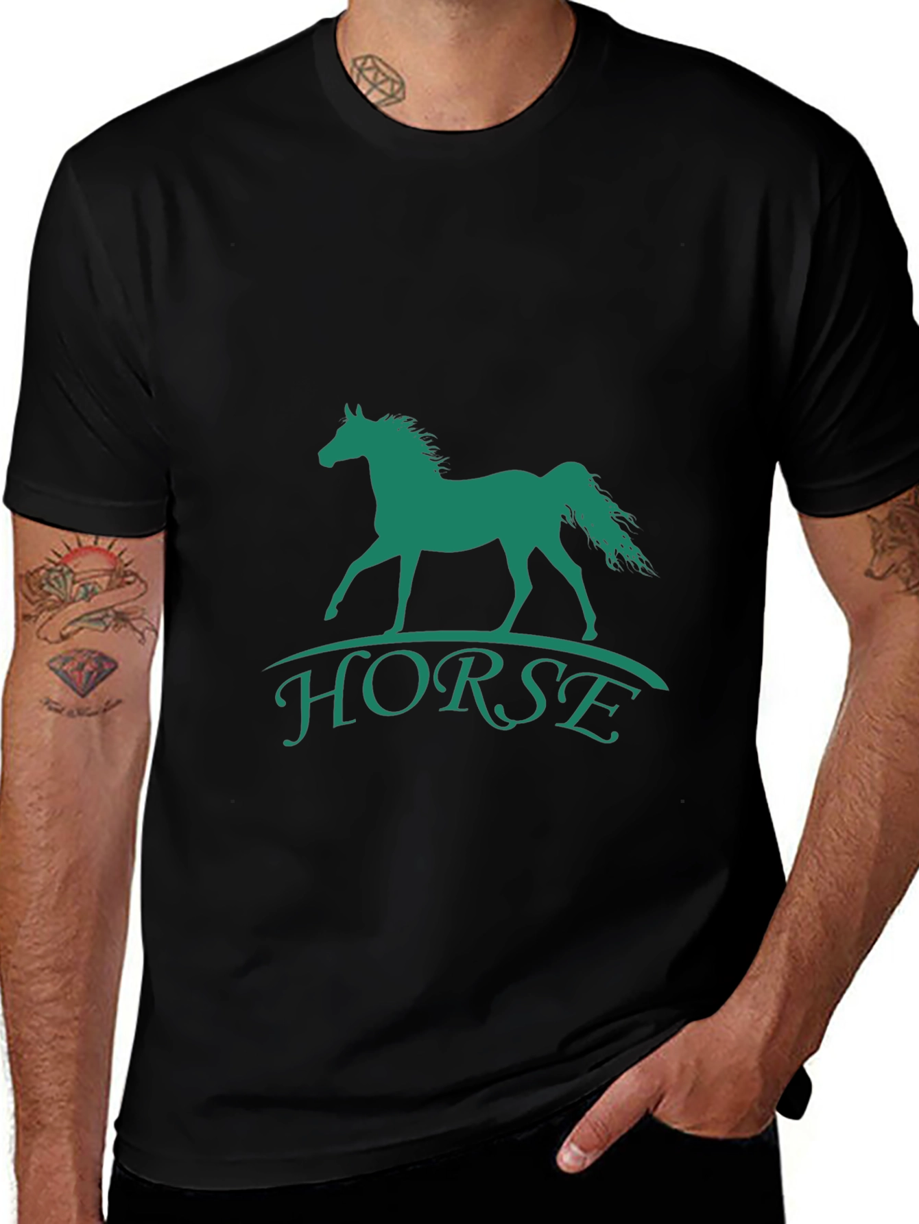 Black Horse Graphic Tee - Black Casual Comfort main image