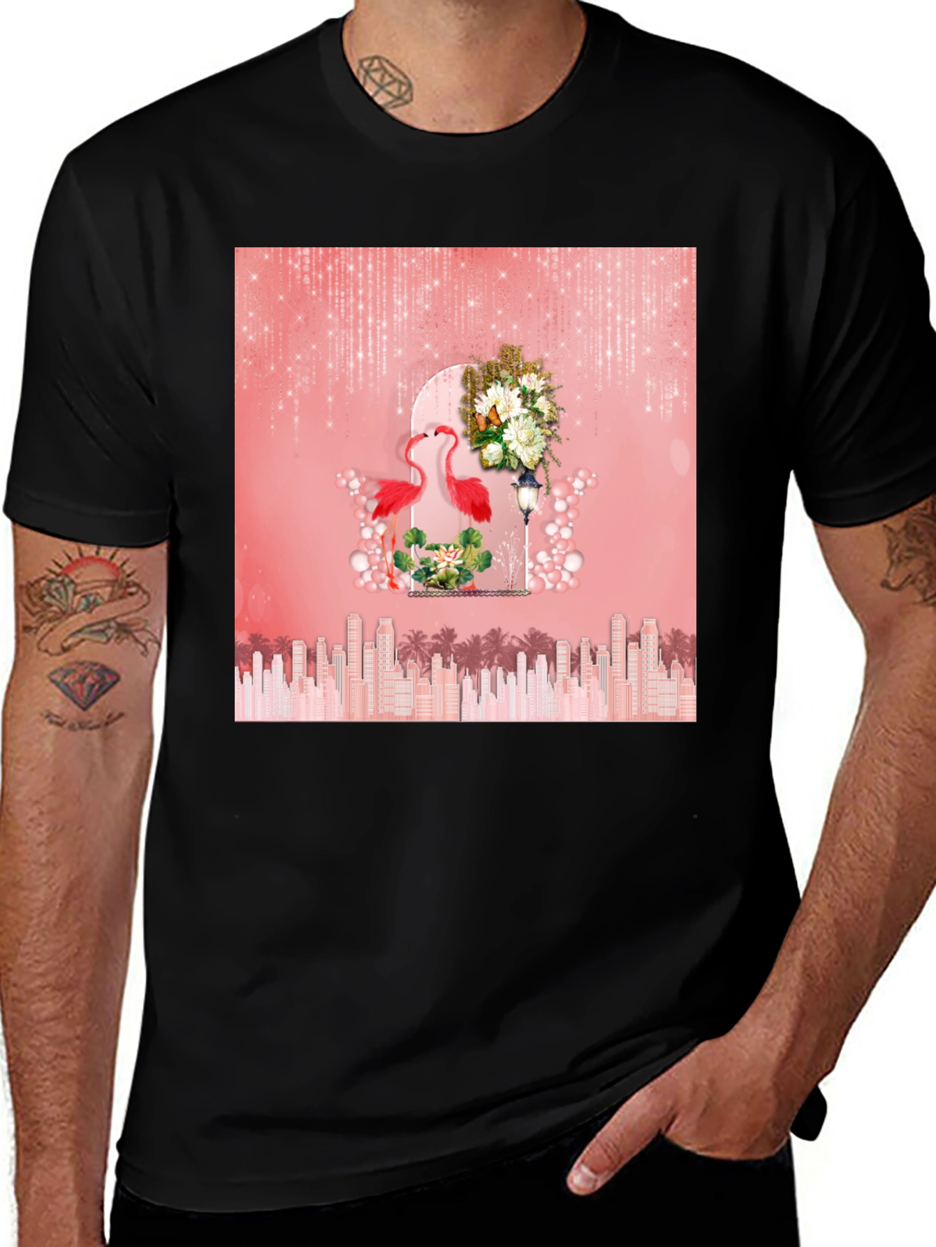 Variant 24 of Flamingo Cityscape Graphic Tee