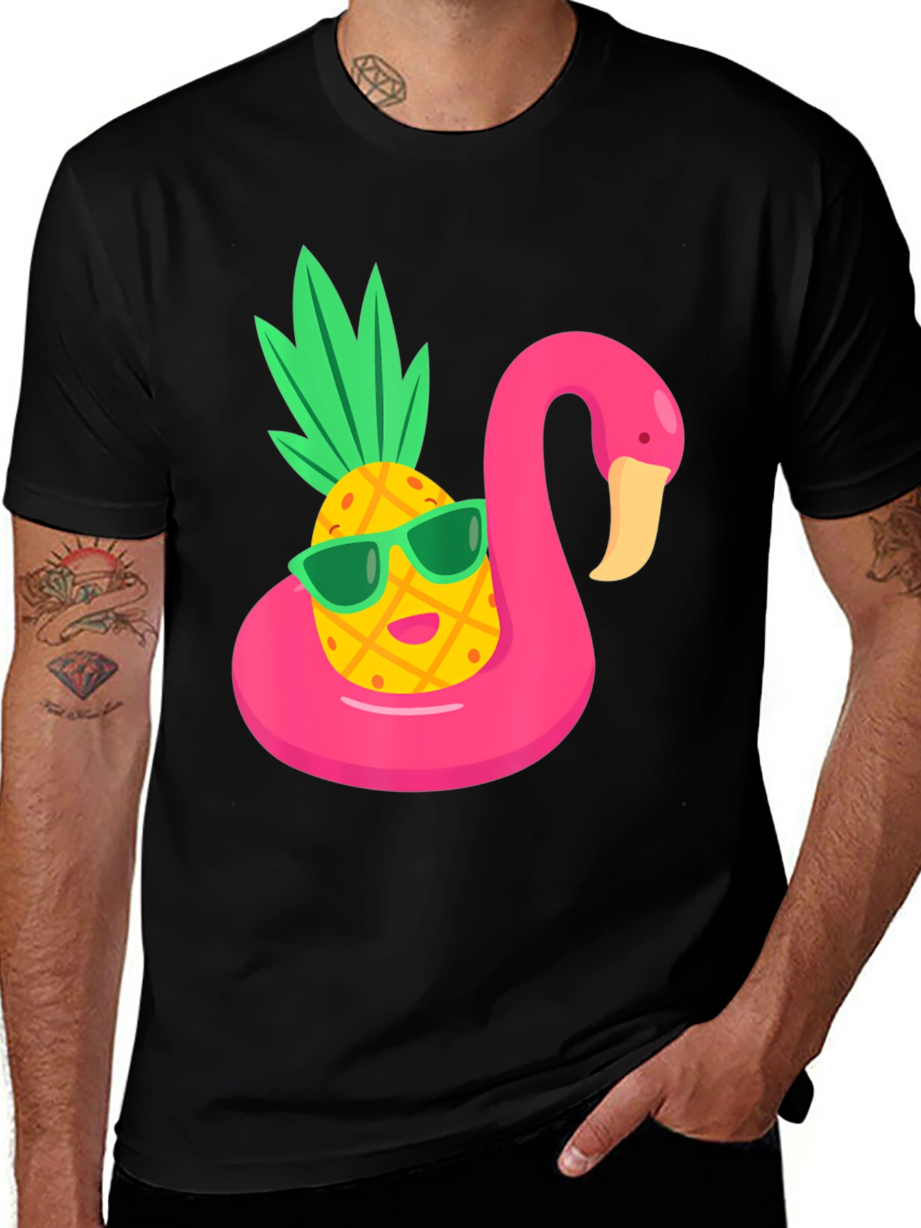 Variant 10 of Tropical Pineapple Flamingo Pool Party T-Shirt