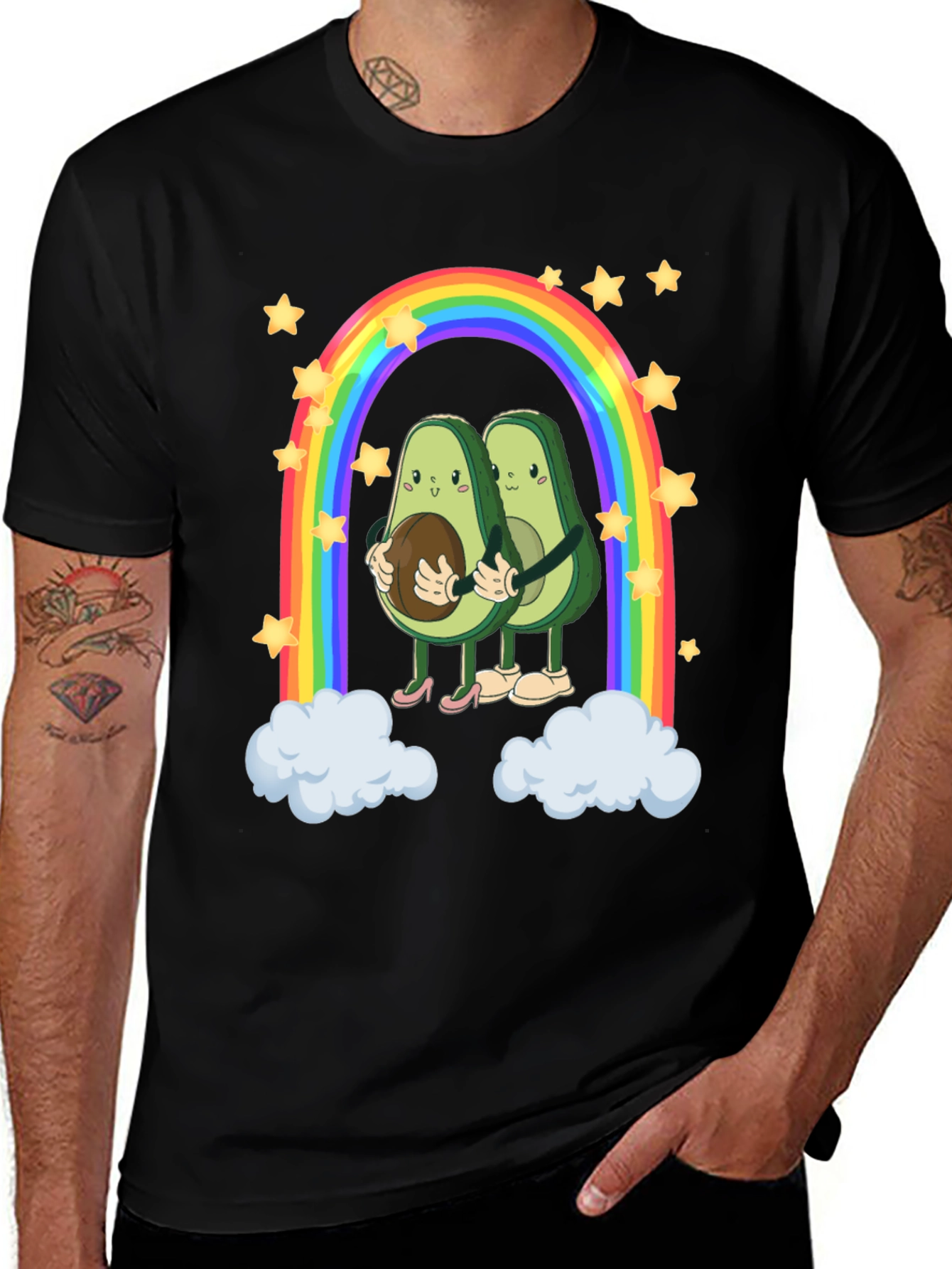 Variant 7 of Avocado Couple Rainbow Graphic Tee