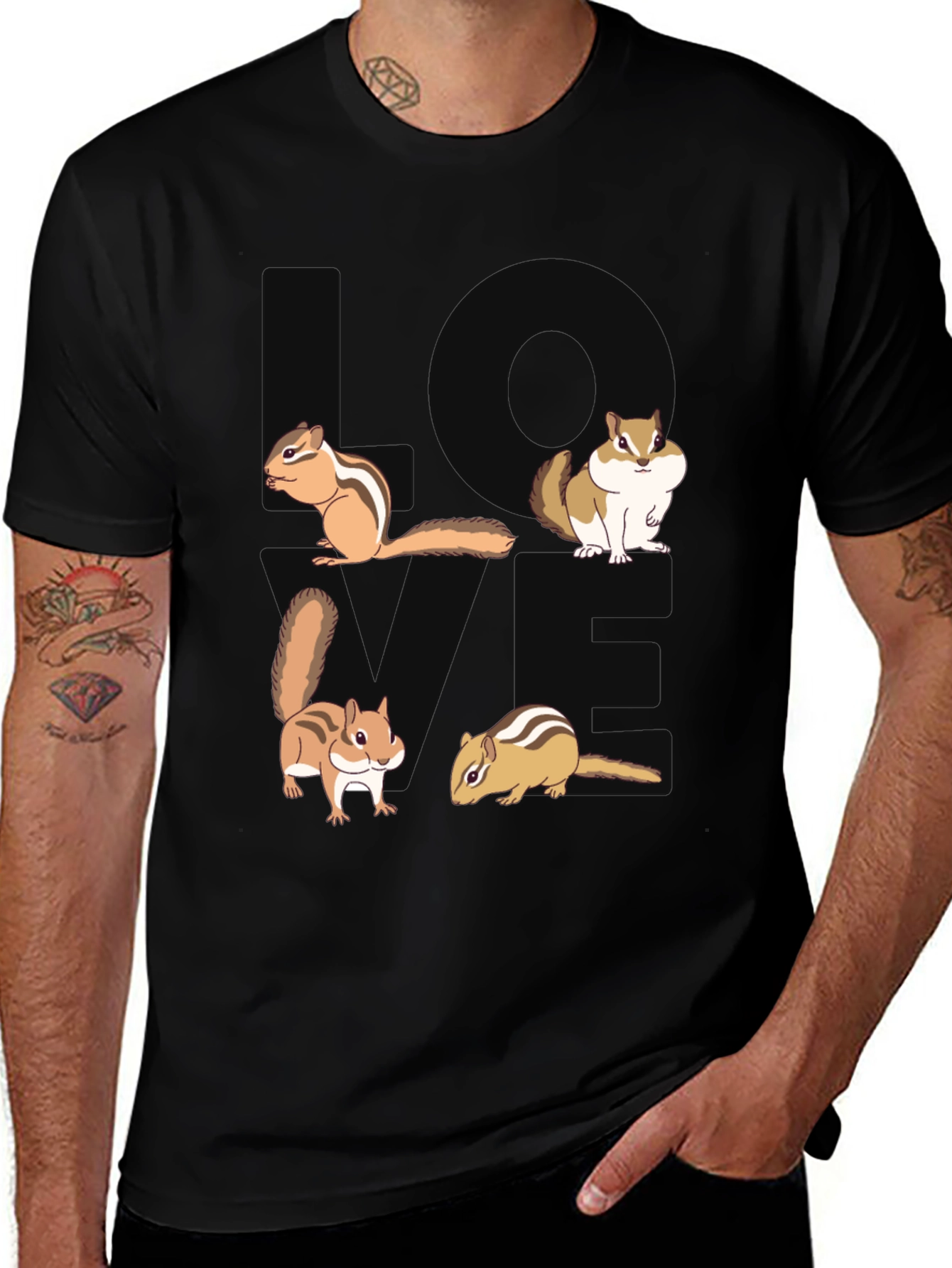 Variant 29 of Chipmunk Love Graphic T-Shirt - Black