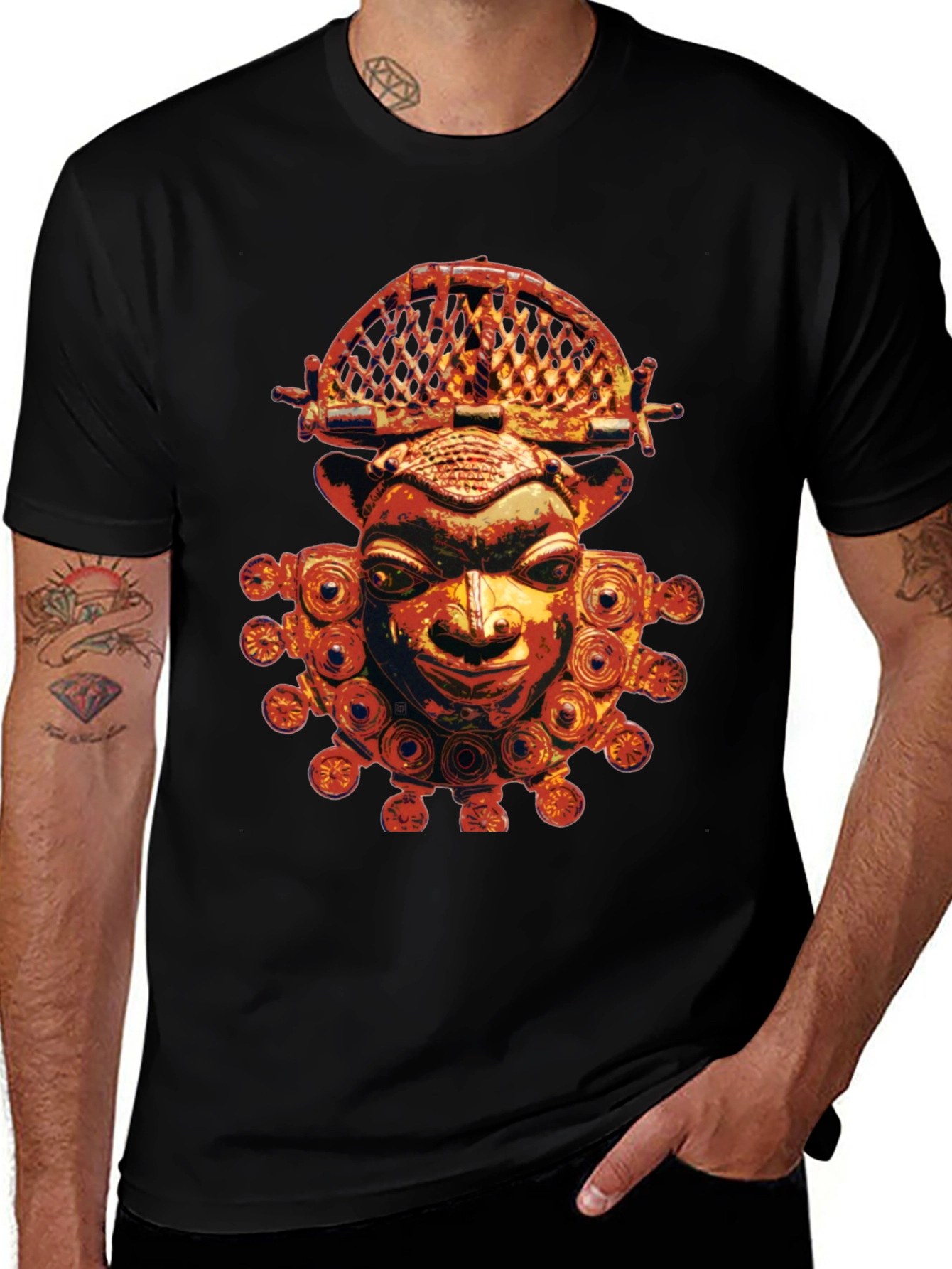 Variant 10 of Tribal Mask Graphic Tee - Unique Design, Soft Fabric