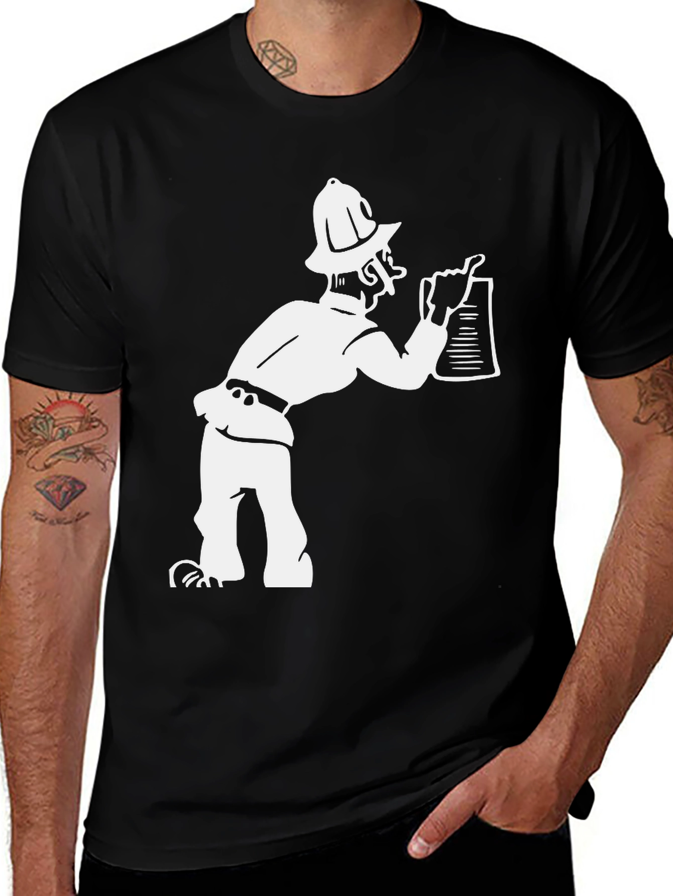 Variant 6 of Vintage Cartoon Fireman Graphic T-Shirt