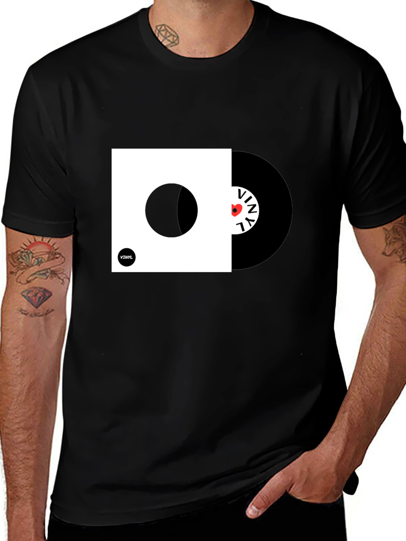 Variant 10 of Vinyl Record Graphic Black T-Shirt