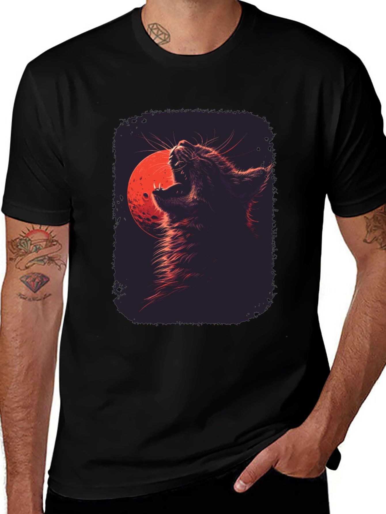 Variant 29 of Wolf Howling at Moon Graphic T-Shirt
