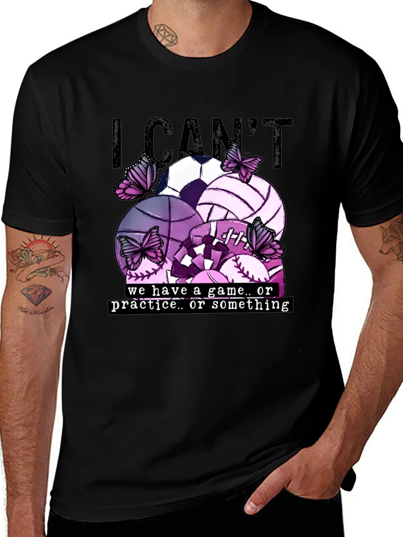 Variant 27 of I Can't Game T-Shirt: Butterfly Sports Design