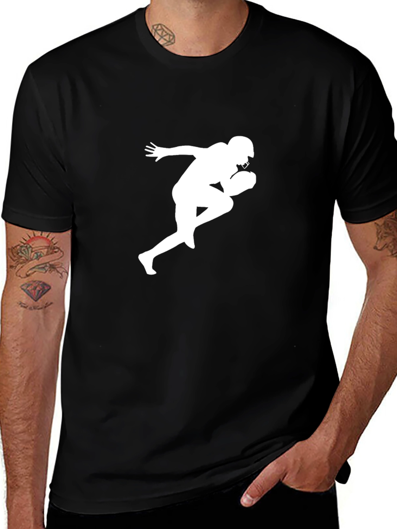 Variant 9 of Football Player Silhouette Black T-Shirt