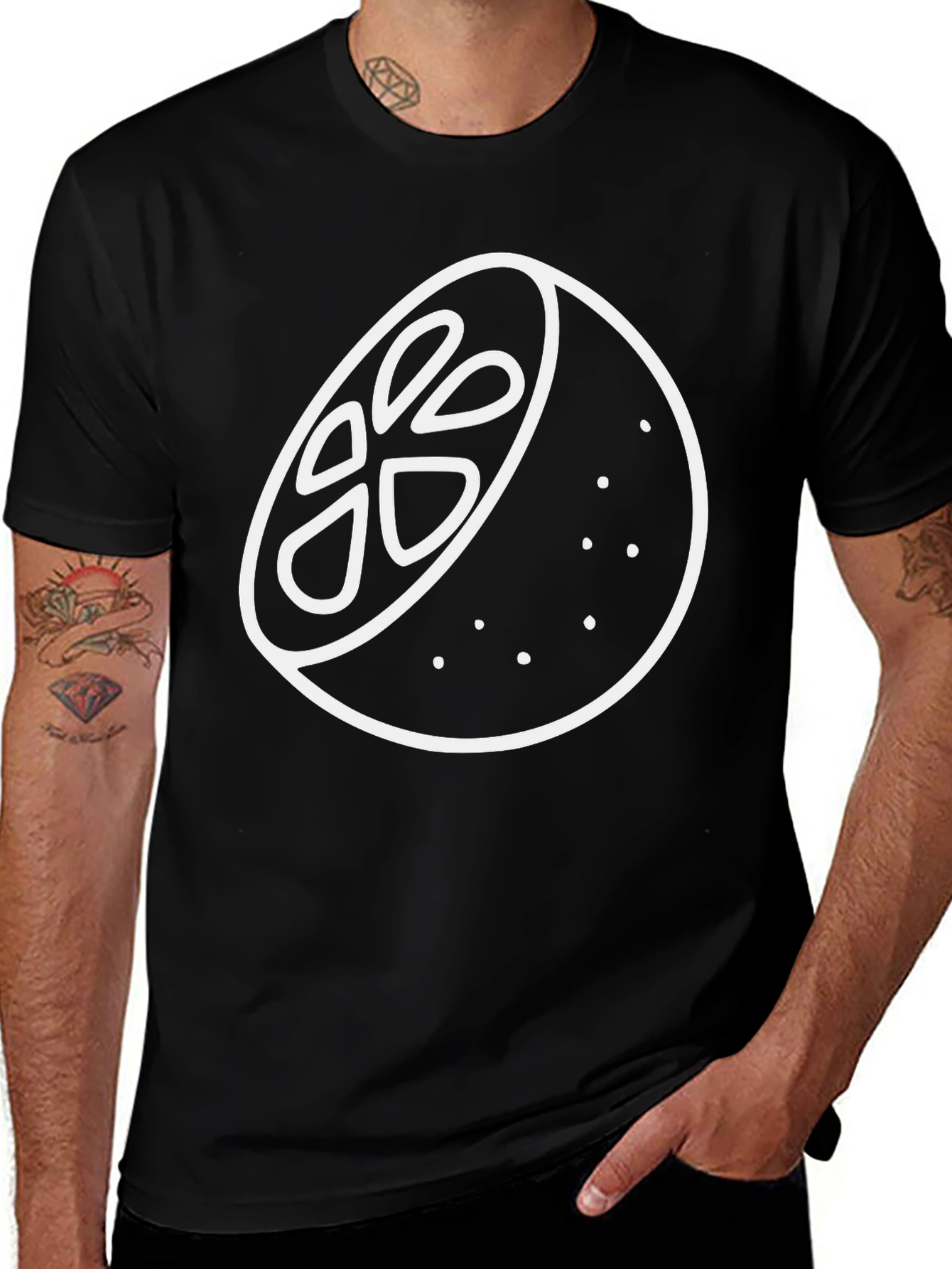 Variant 13 of Black T-Shirt with White Lemon Design