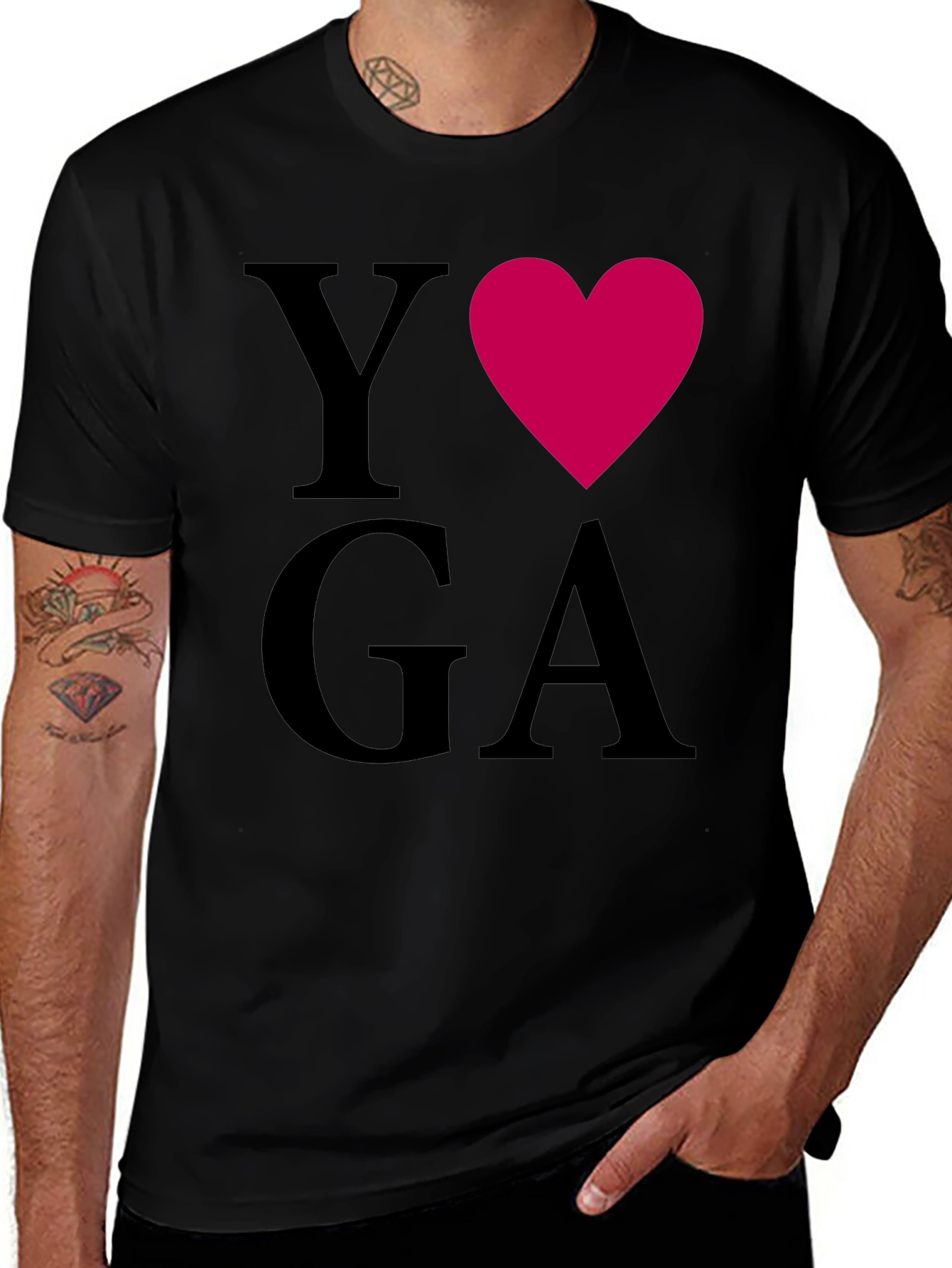Variant 2 of Yoga Heart Tee - Black Cotton Blend