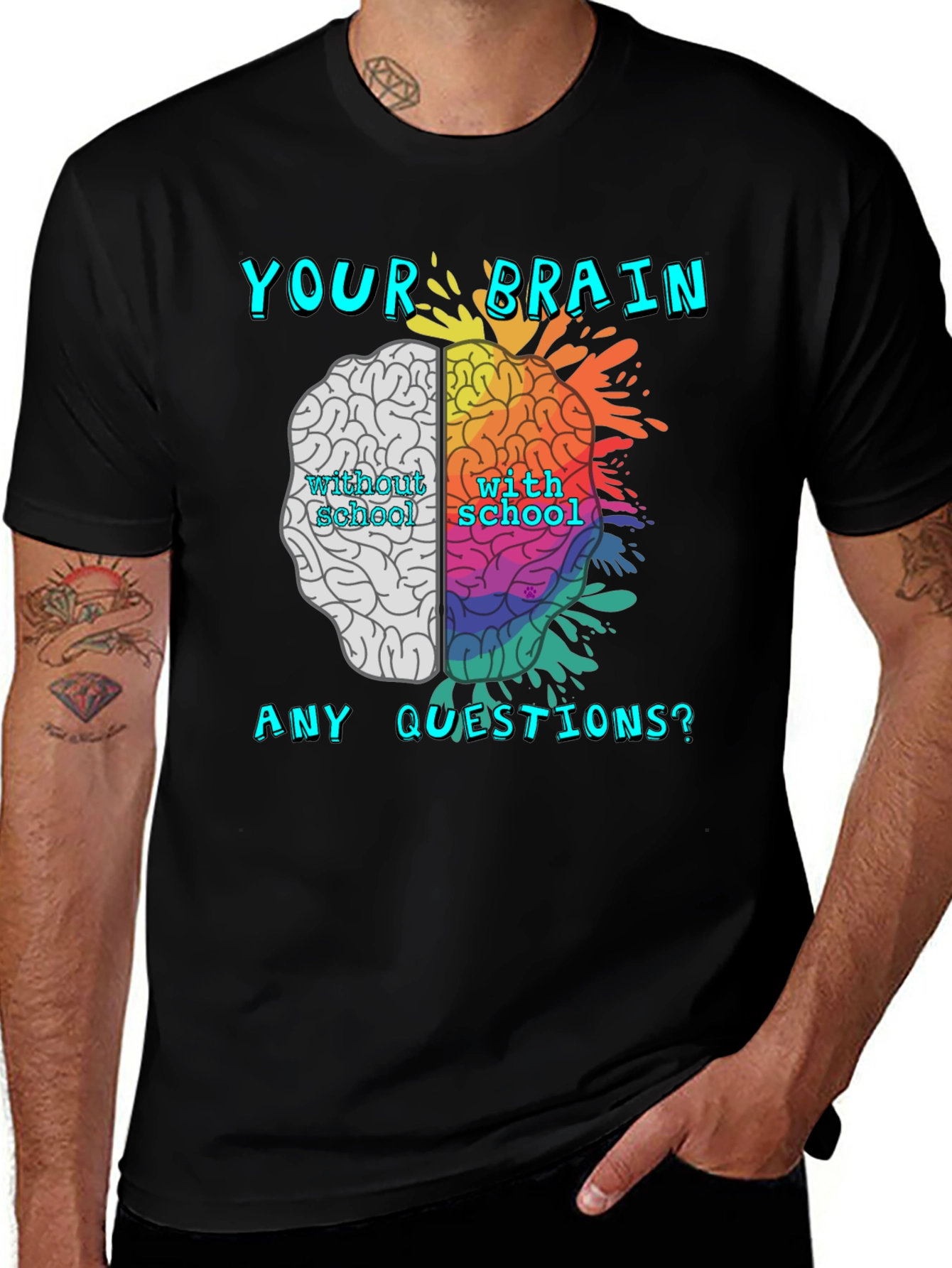 Variant 13 of Brain Power T-Shirt: School vs. No School