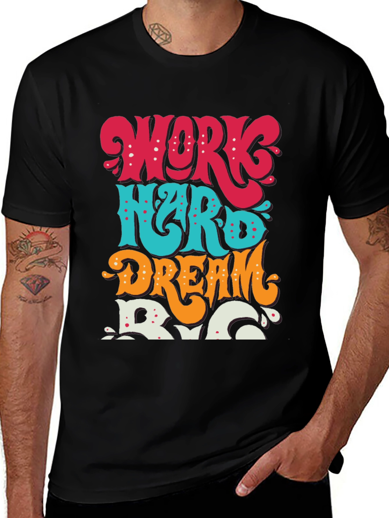 Variant 4 of Work Hard Dream Big T-Shirt: Motivational Graphic Tee