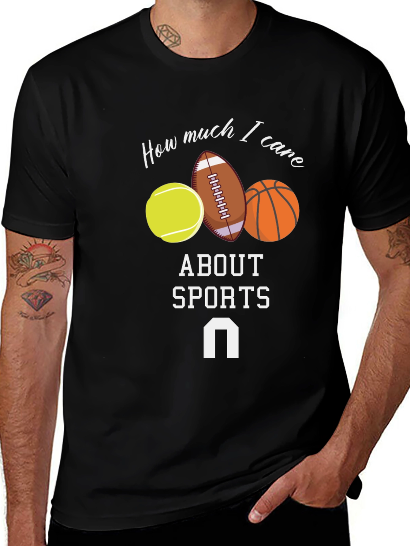 Humorous Sports Fan Graphic Tee - Black