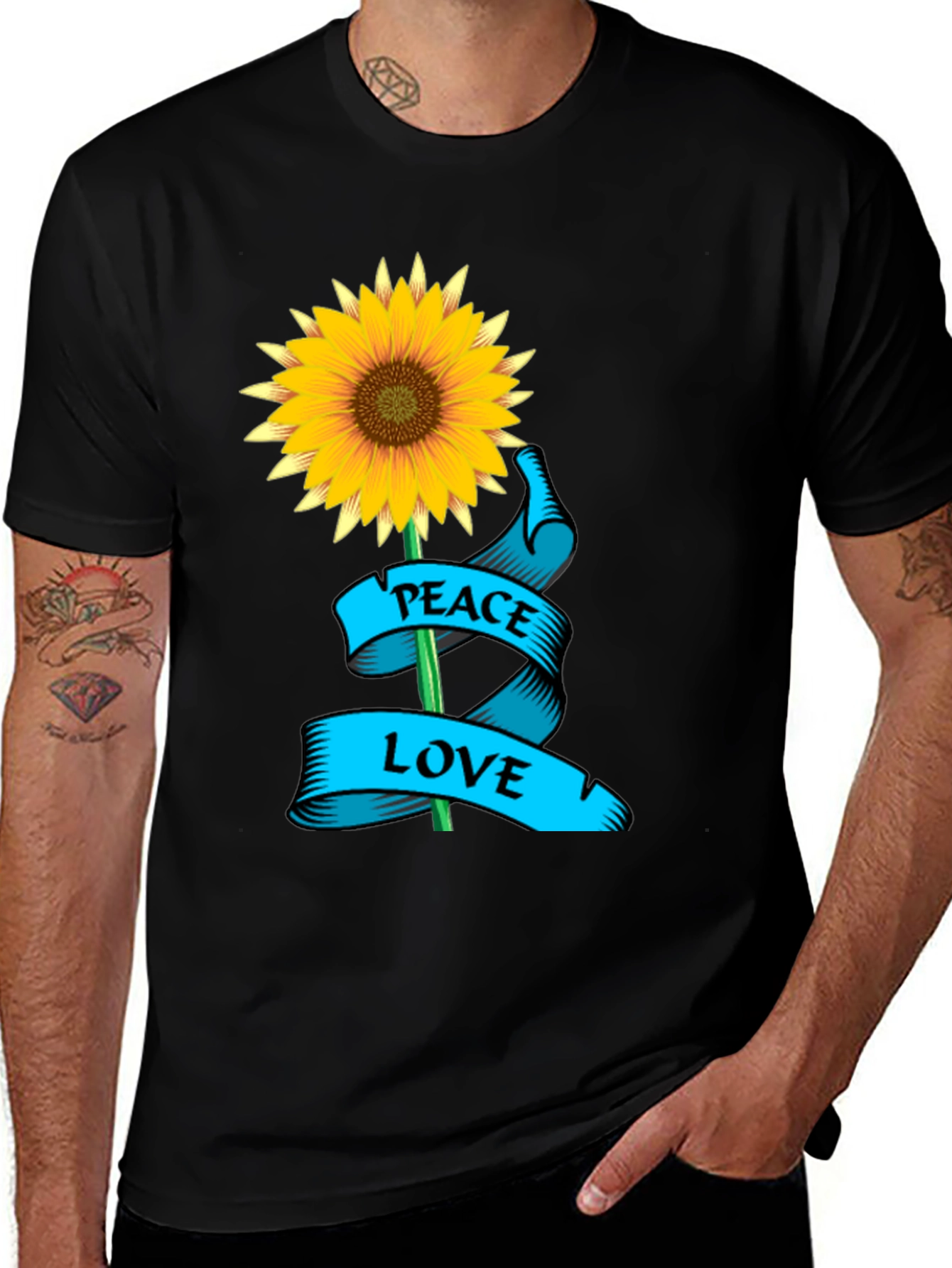 Variant 8 of Peace Love Sunflower Graphic T-Shirt