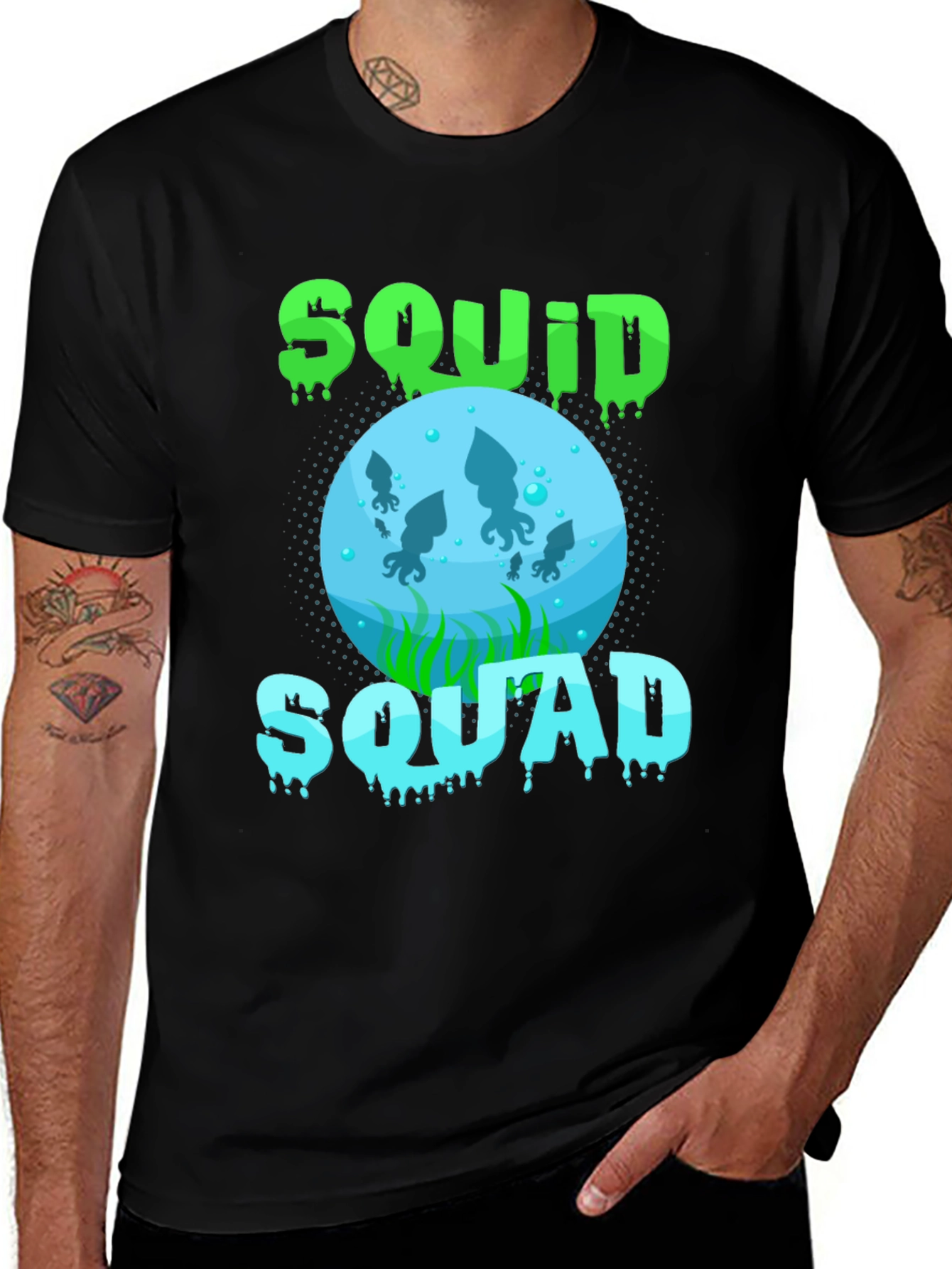 Squid Squad Graphic Print Black T-Shirt