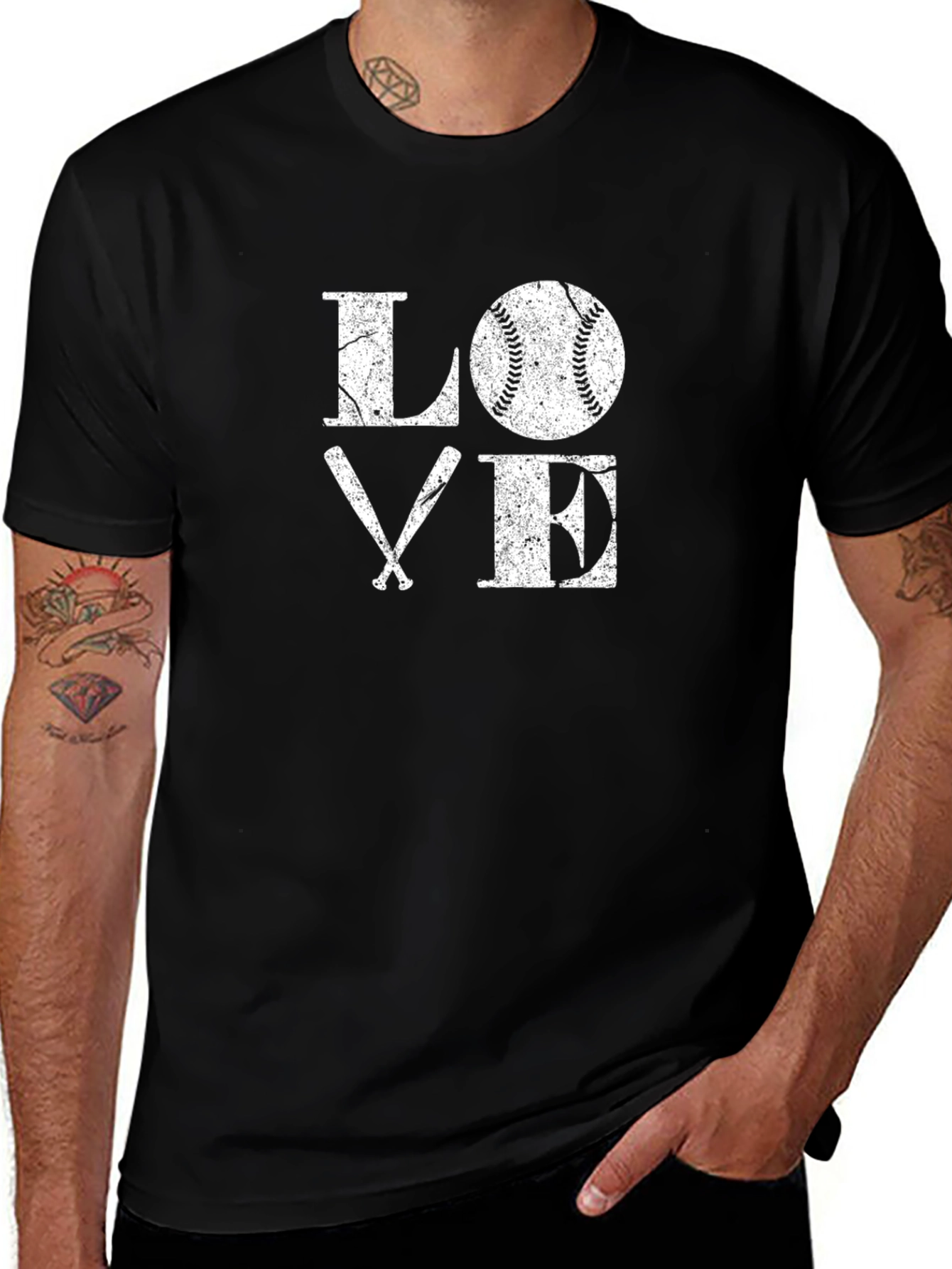 Variant 10 of Baseball LOVE Graphic Tee - Black Cotton T-Shirt