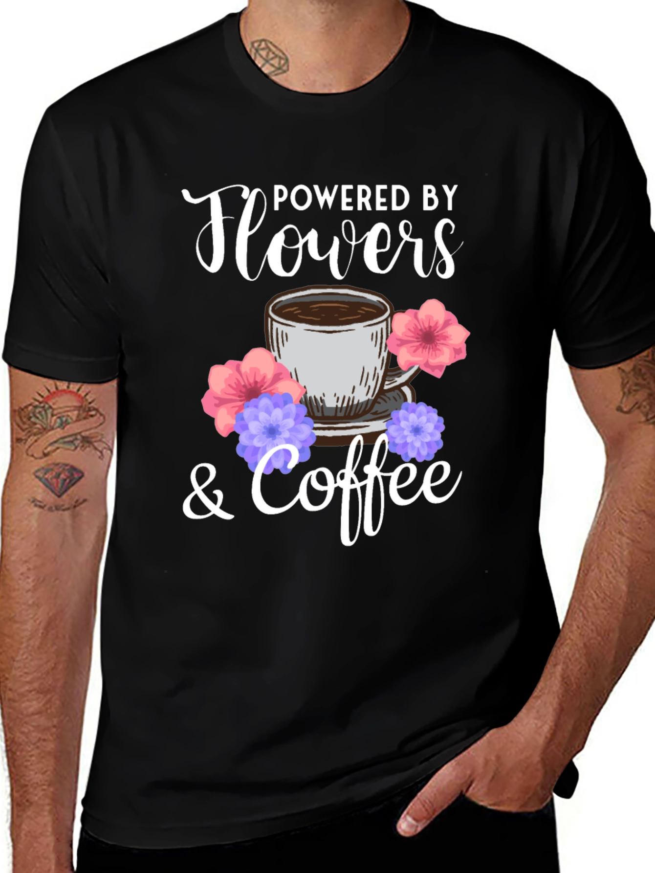 Variant 9 of Powered By Flowers & Coffee Graphic T-Shirt