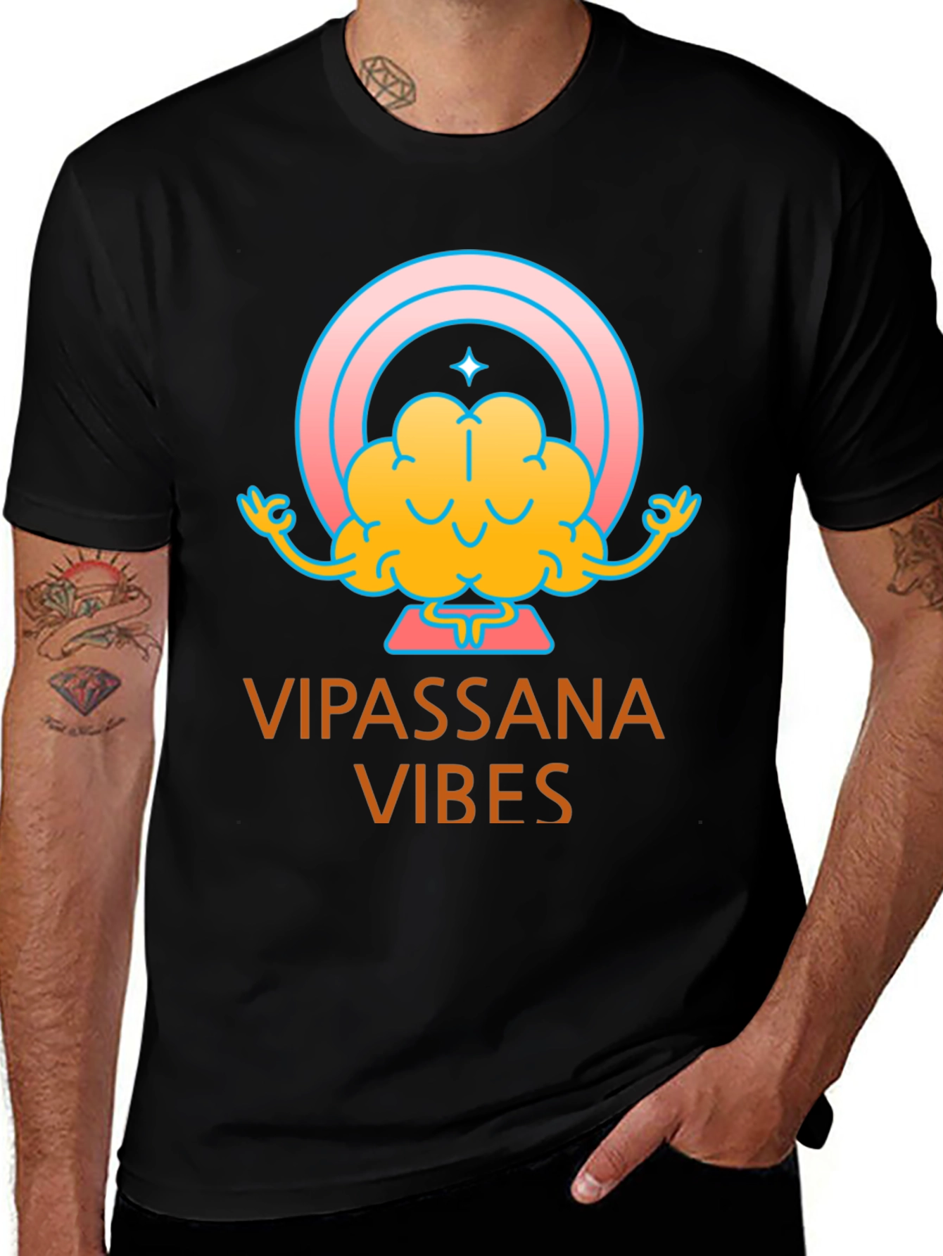 Variant 11 of Vipassana Vibes Black Graphic T-Shirt