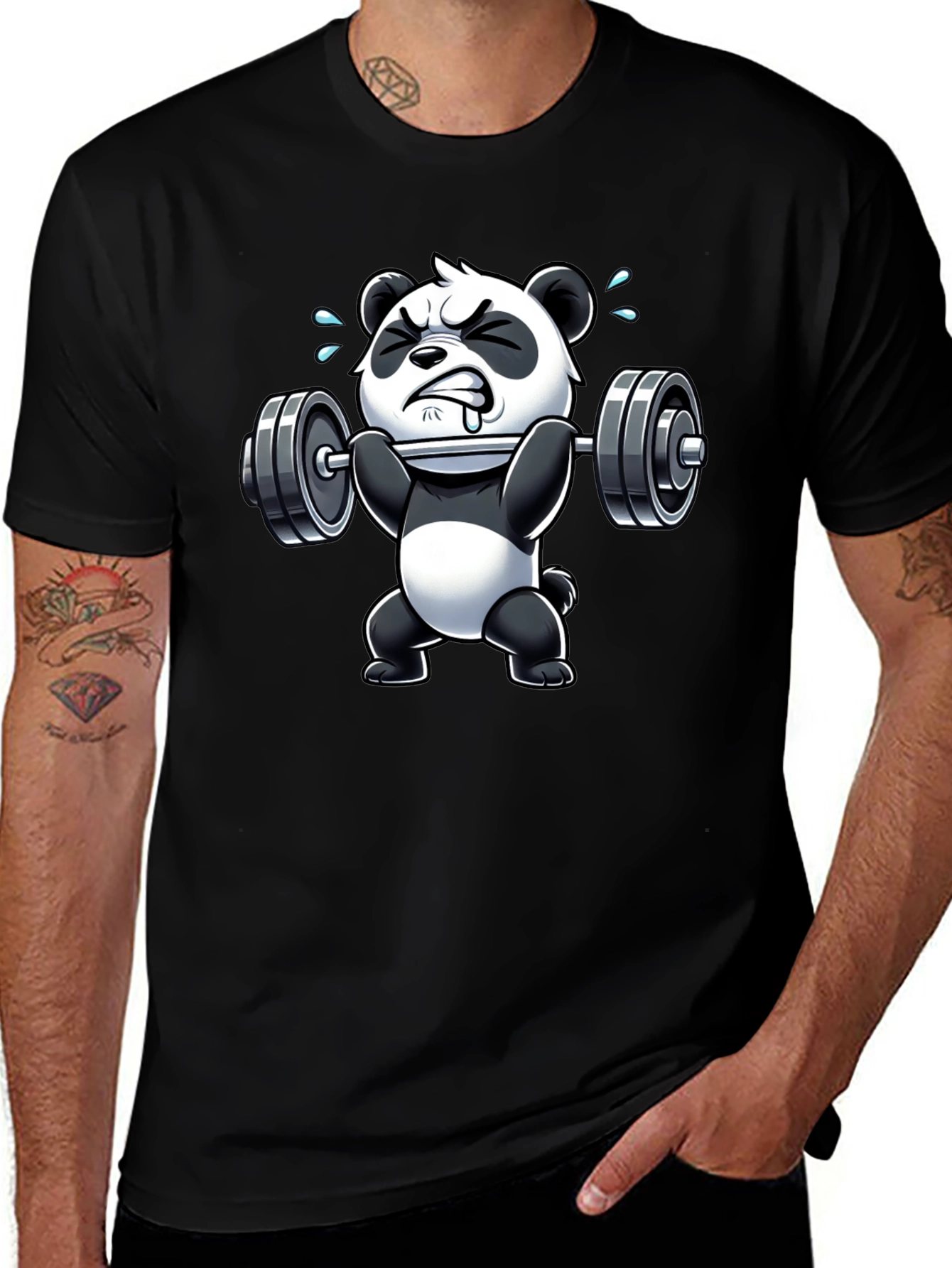 Variant 20 of Weightlifting Panda Graphic T-Shirt