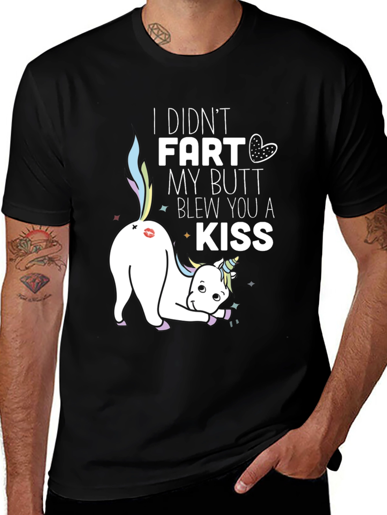 Variant 7 of Funny Unicorn Fart Kiss Graphic T-Shirt