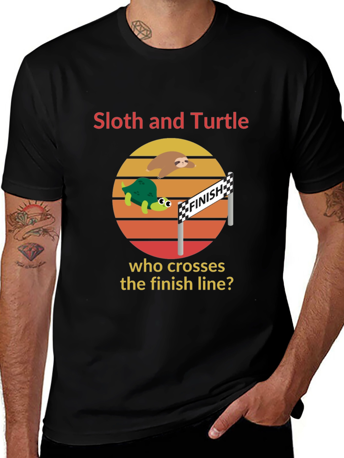 Variant 14 of Sloth and Turtle Race T-Shirt Funny Graphic Tee